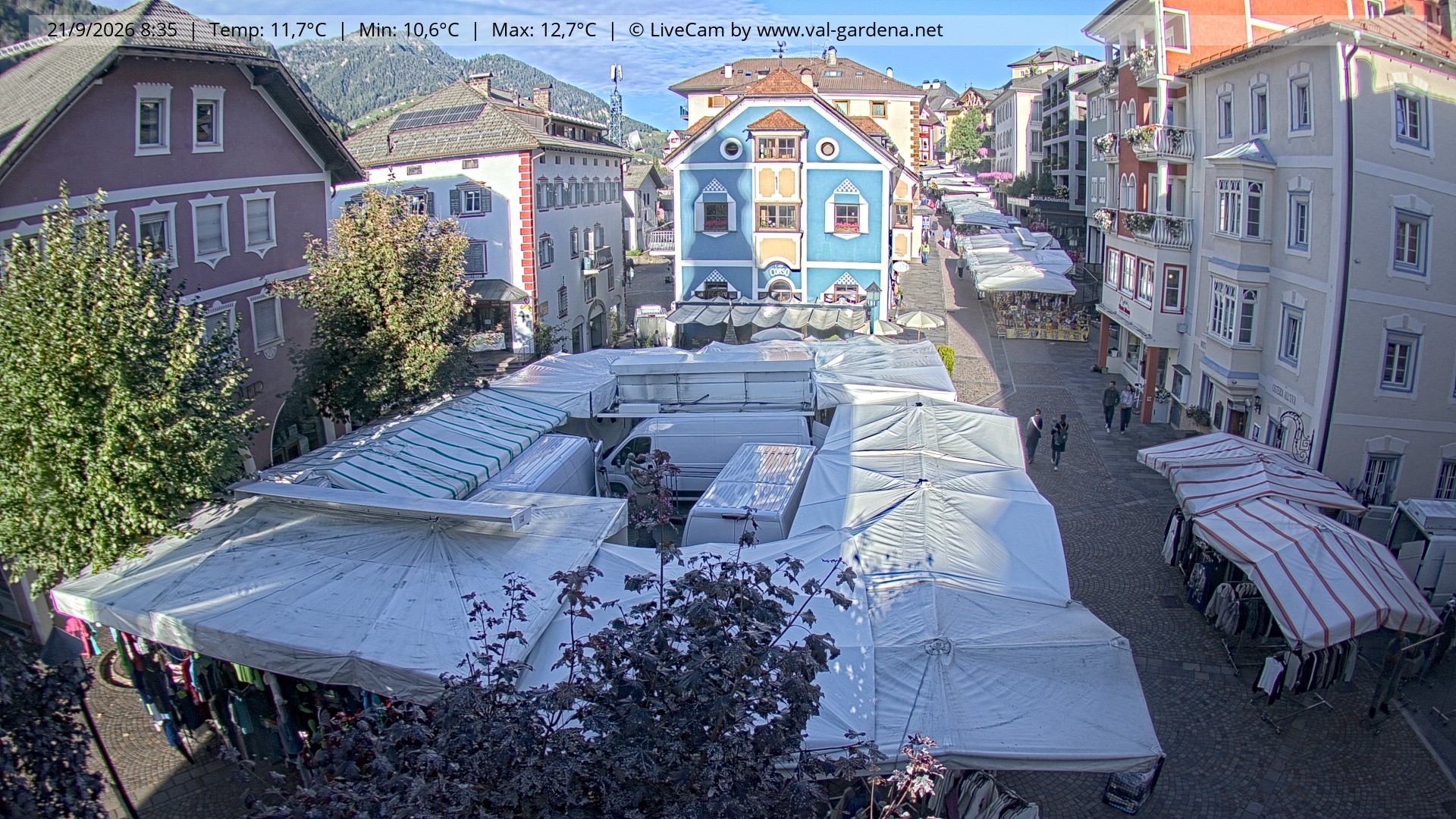 Archived image Webcam Village St. Ulrich, South Tyrol
