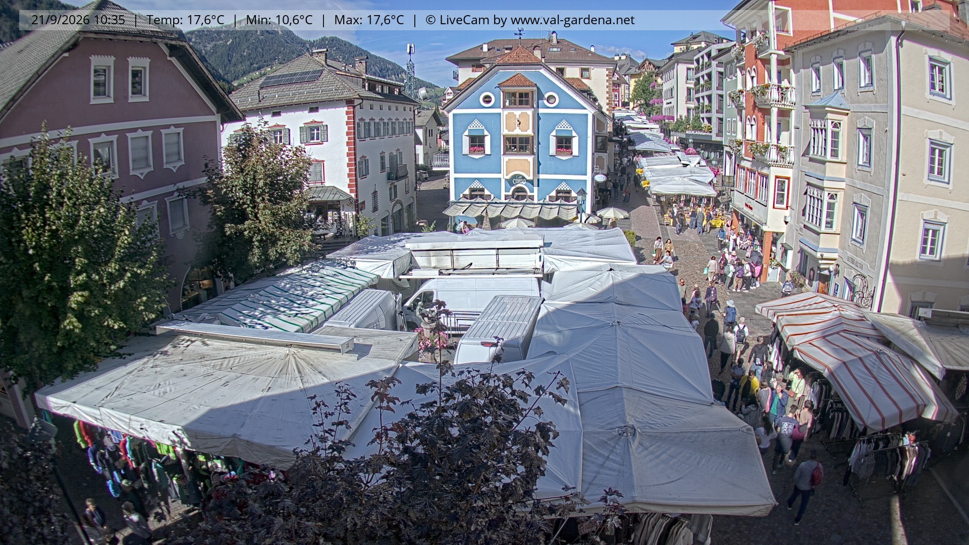 Archived image Webcam Village St. Ulrich, South Tyrol