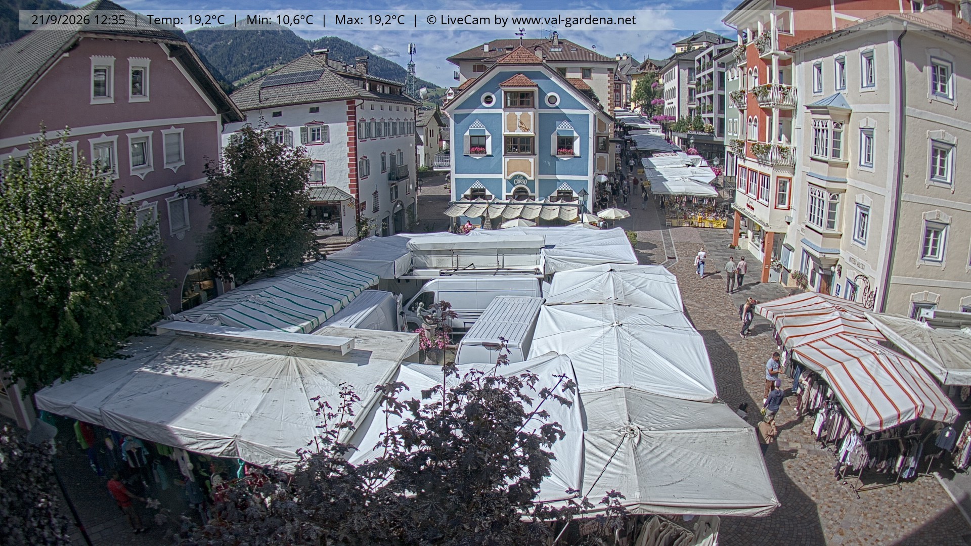 Archived image Webcam Village St. Ulrich, South Tyrol