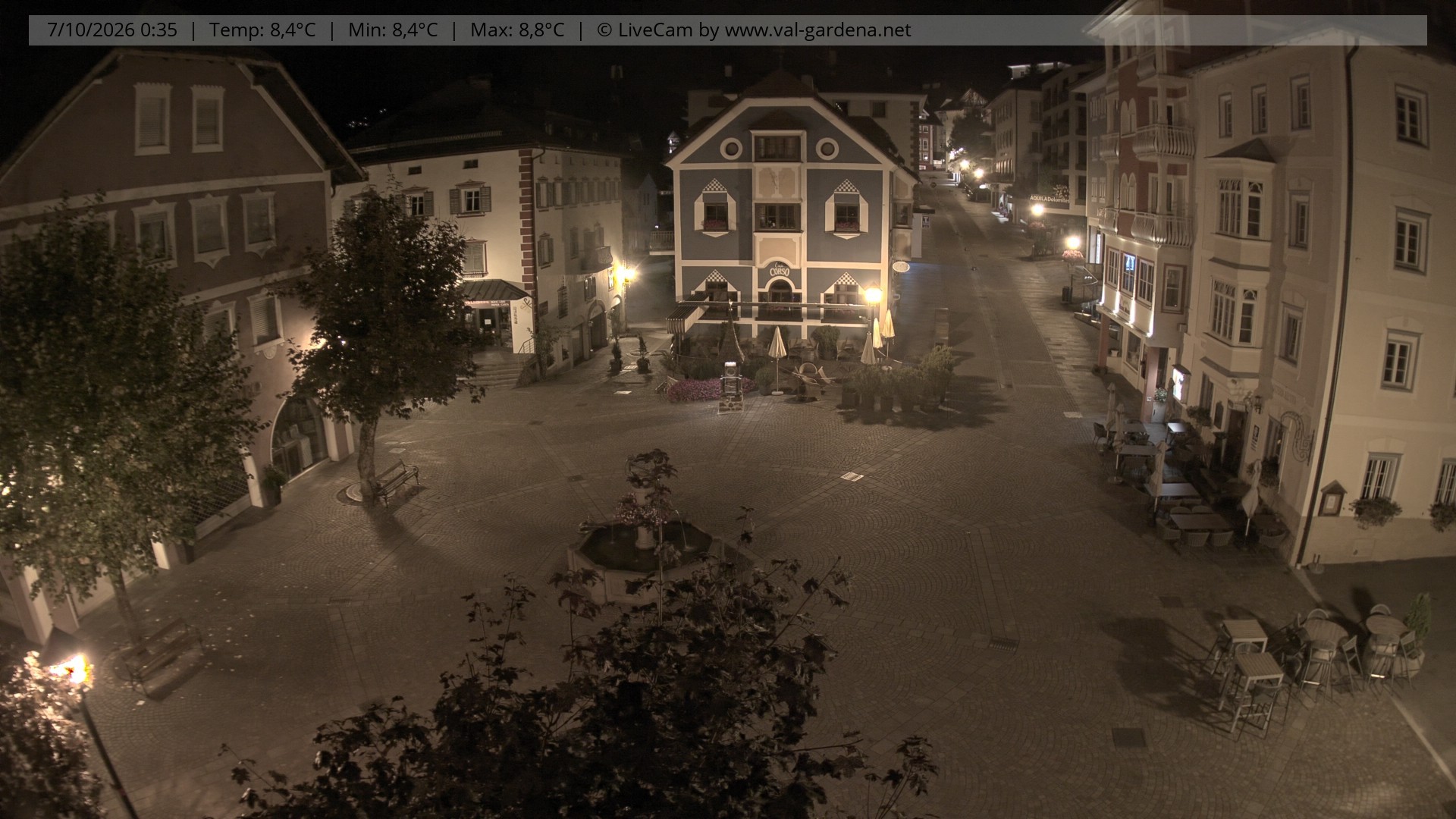 Archived image Webcam Village St. Ulrich, South Tyrol