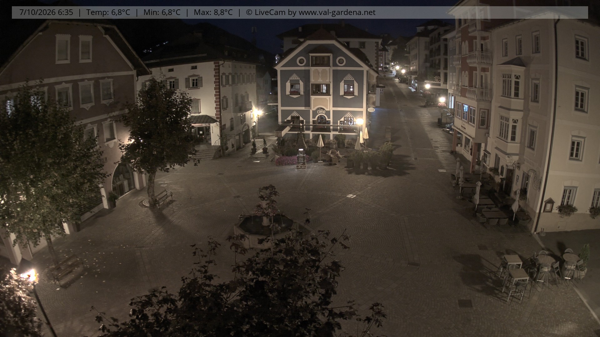 Archived image Webcam Village St. Ulrich, South Tyrol
