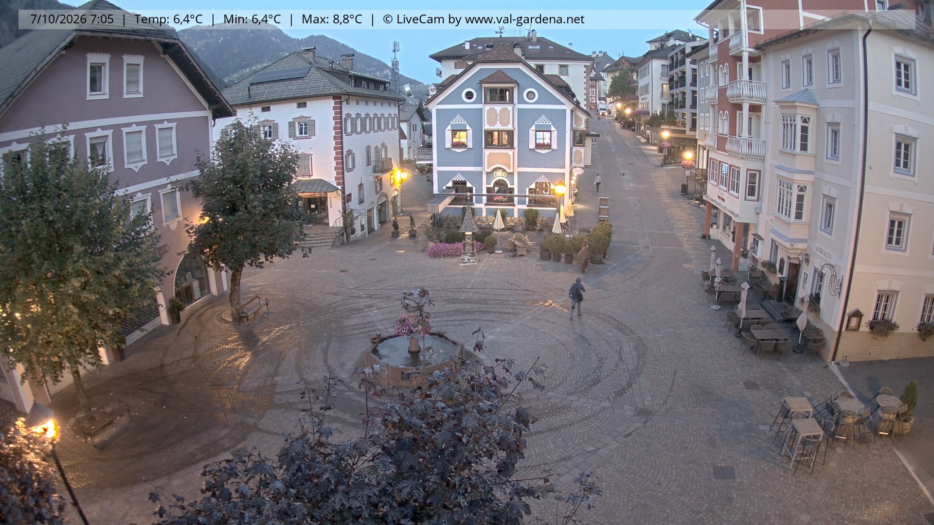 Archived image Webcam Village St. Ulrich, South Tyrol