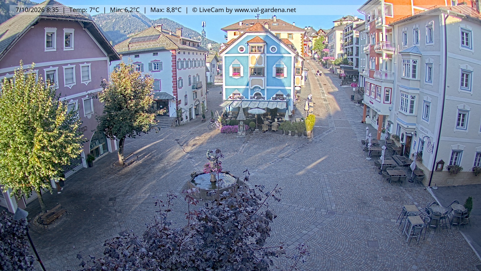 Archived image Webcam Village St. Ulrich, South Tyrol