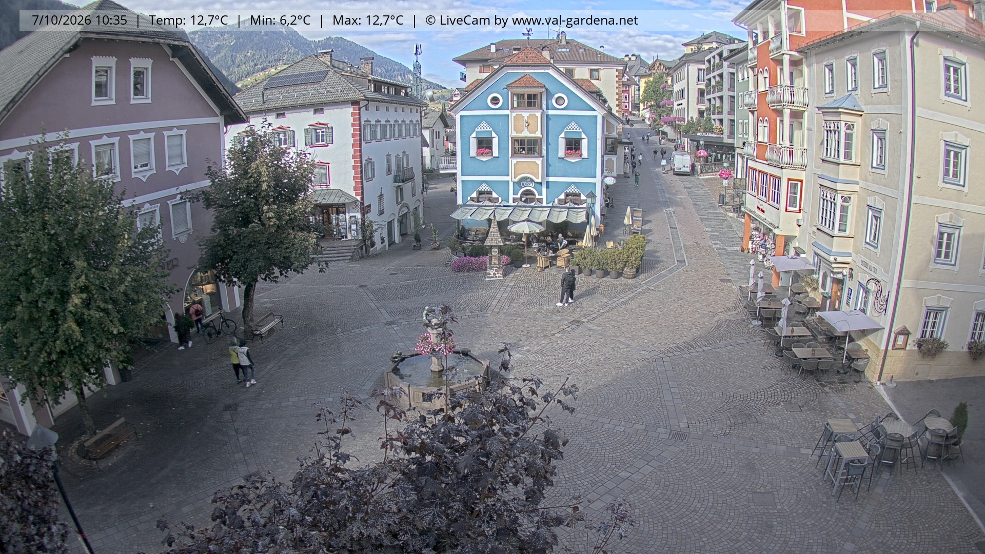 Archived image Webcam Village St. Ulrich, South Tyrol
