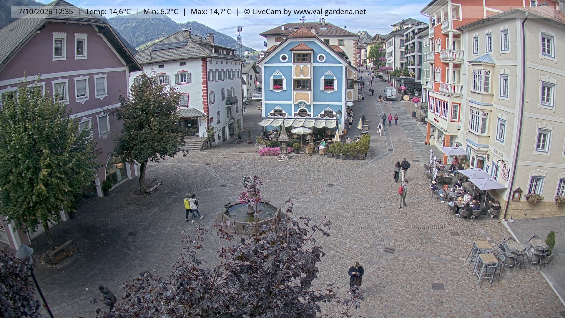 Archived image Webcam Village St. Ulrich, South Tyrol