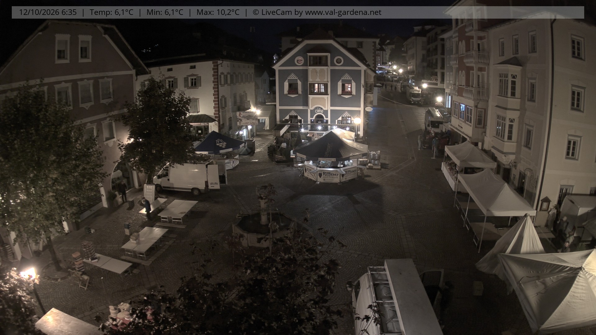 Archived image Webcam Village St. Ulrich, South Tyrol