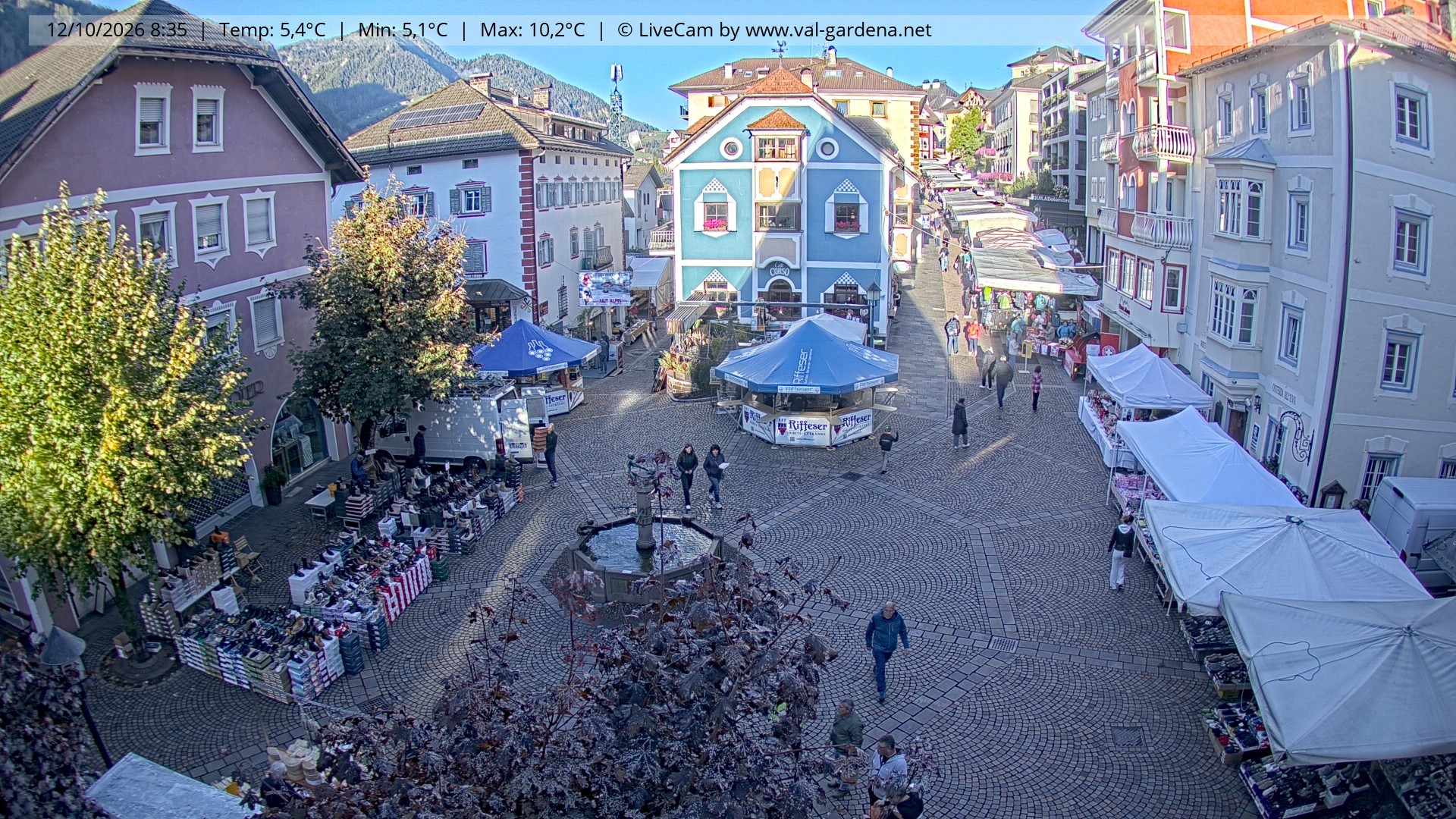 Archived image Webcam Village St. Ulrich, South Tyrol