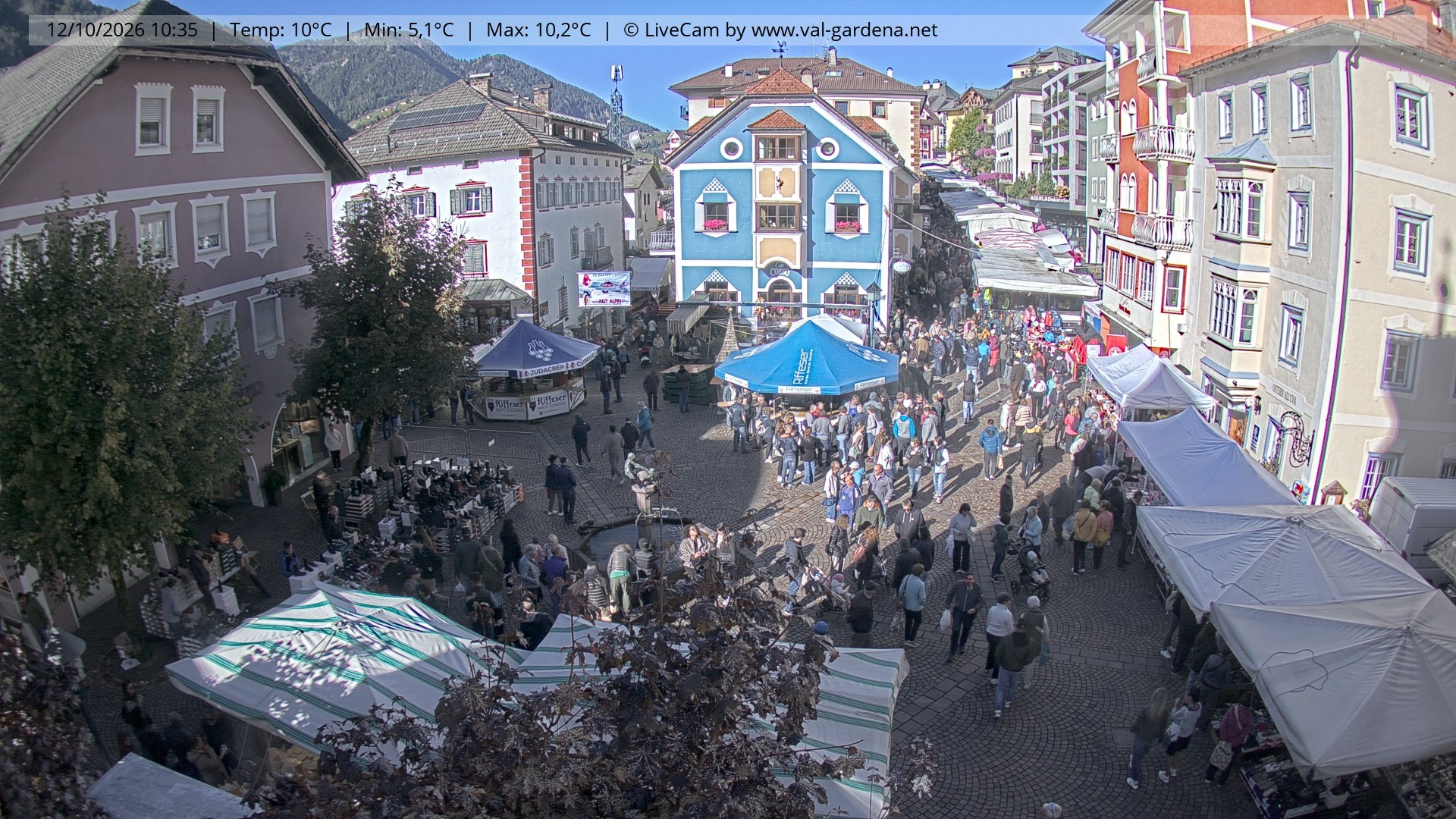 Archived image Webcam Village St. Ulrich, South Tyrol