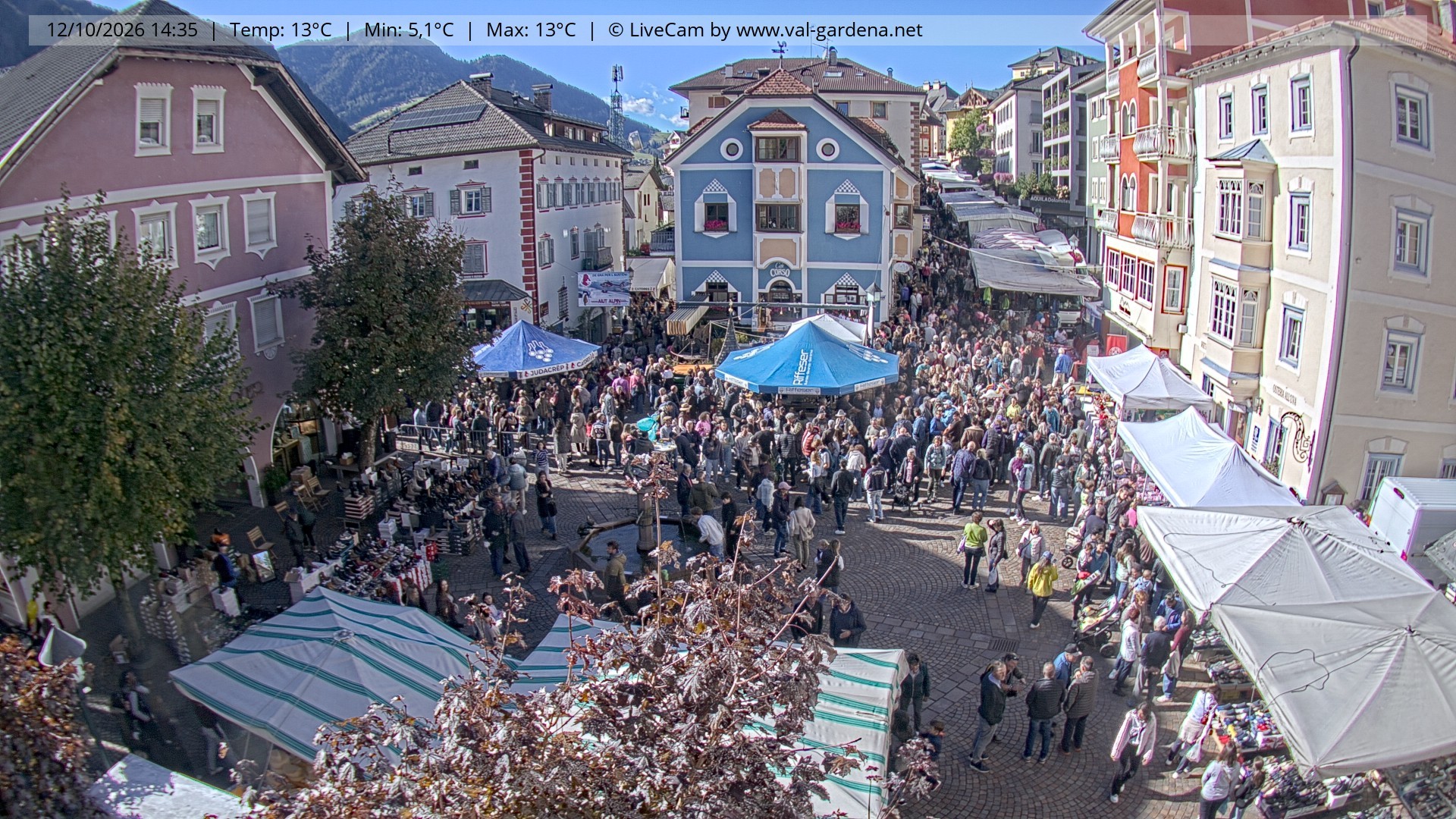 Archived image Webcam Village St. Ulrich, South Tyrol