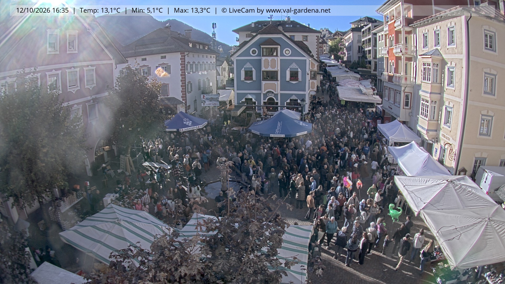Archived image Webcam Village St. Ulrich, South Tyrol
