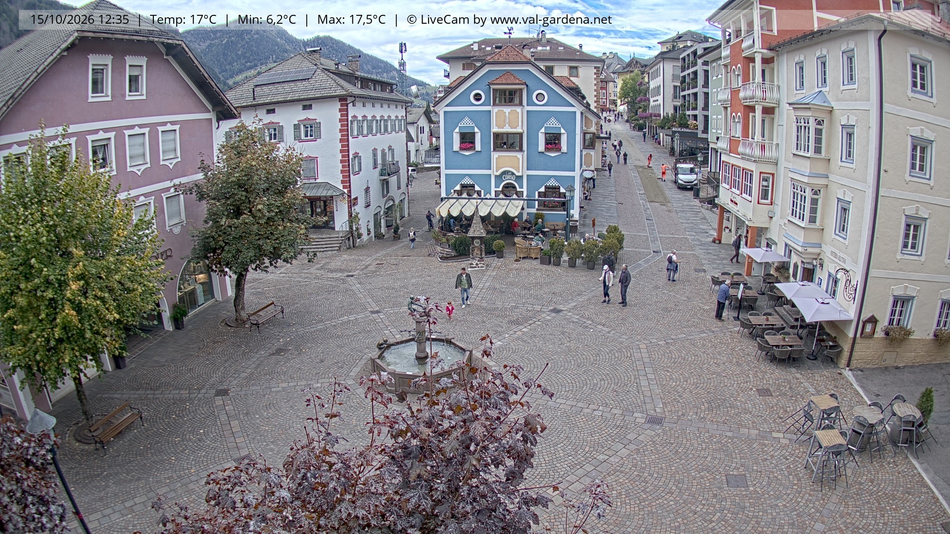 Archived image Webcam Village St. Ulrich, South Tyrol