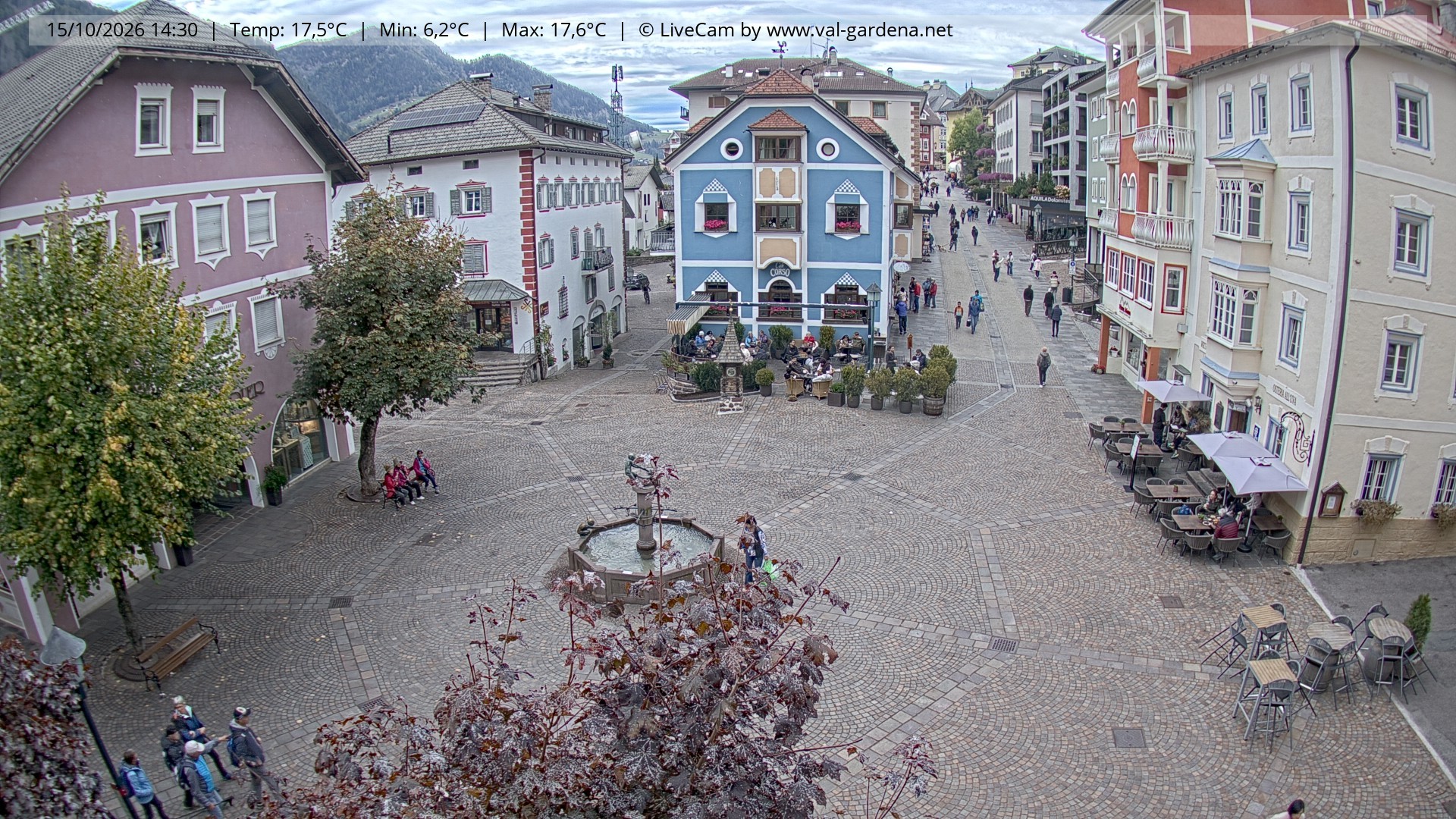 Archived image Webcam Village St. Ulrich, South Tyrol