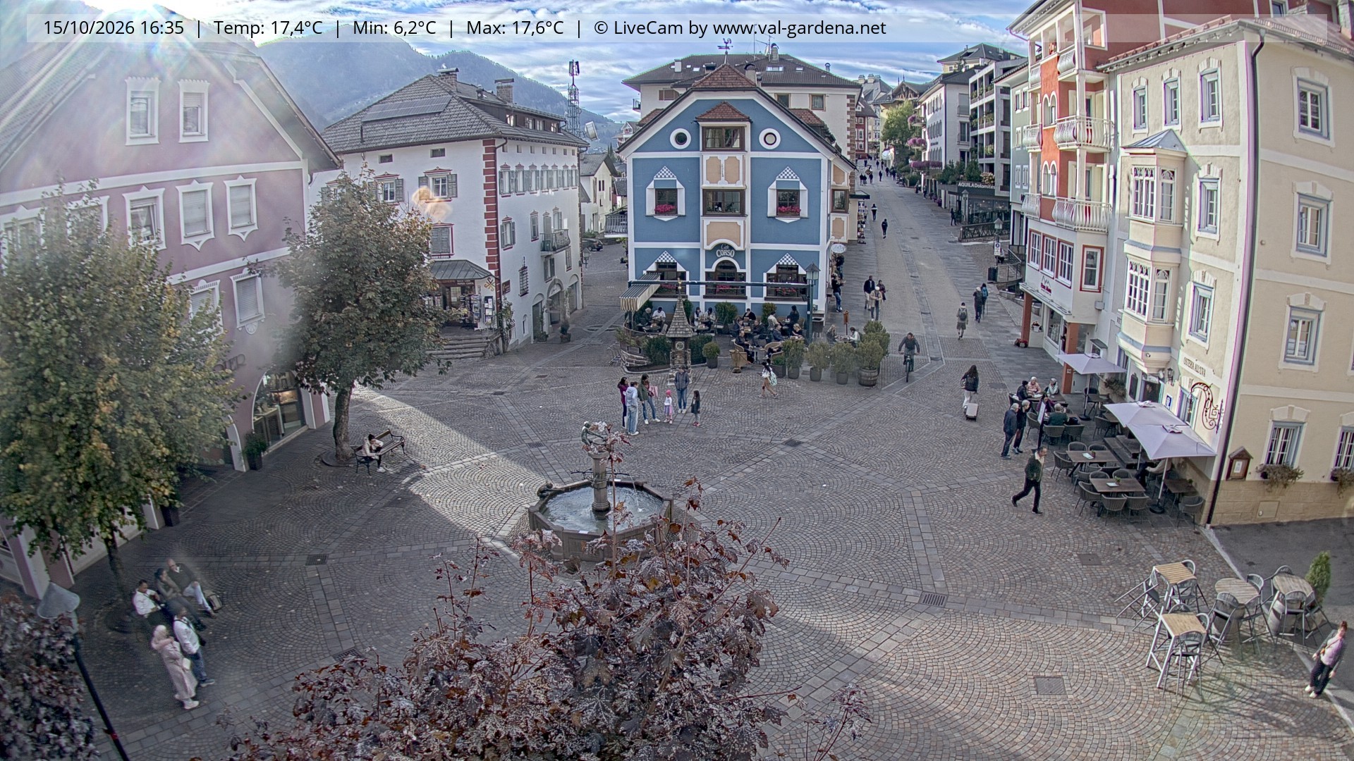 Archived image Webcam Village St. Ulrich, South Tyrol