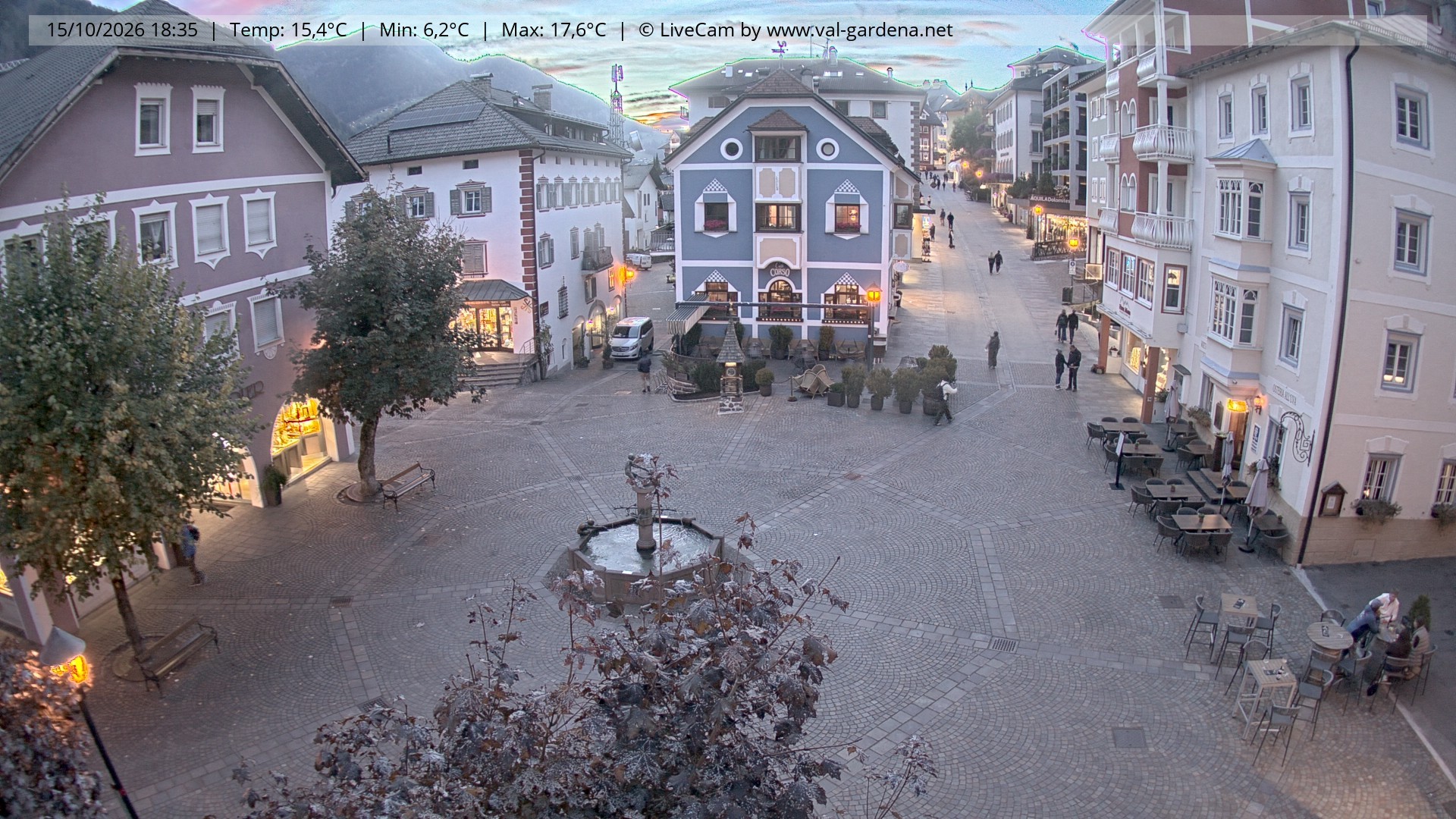Archived image Webcam Village St. Ulrich, South Tyrol