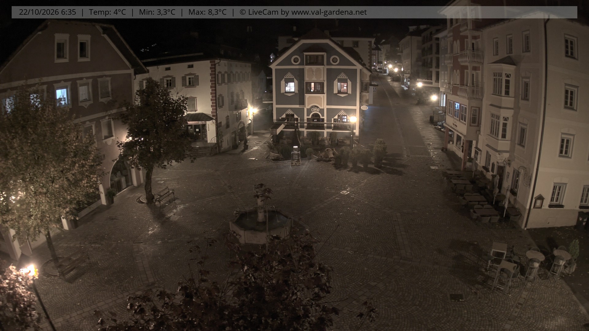Archived image Webcam Village St. Ulrich, South Tyrol