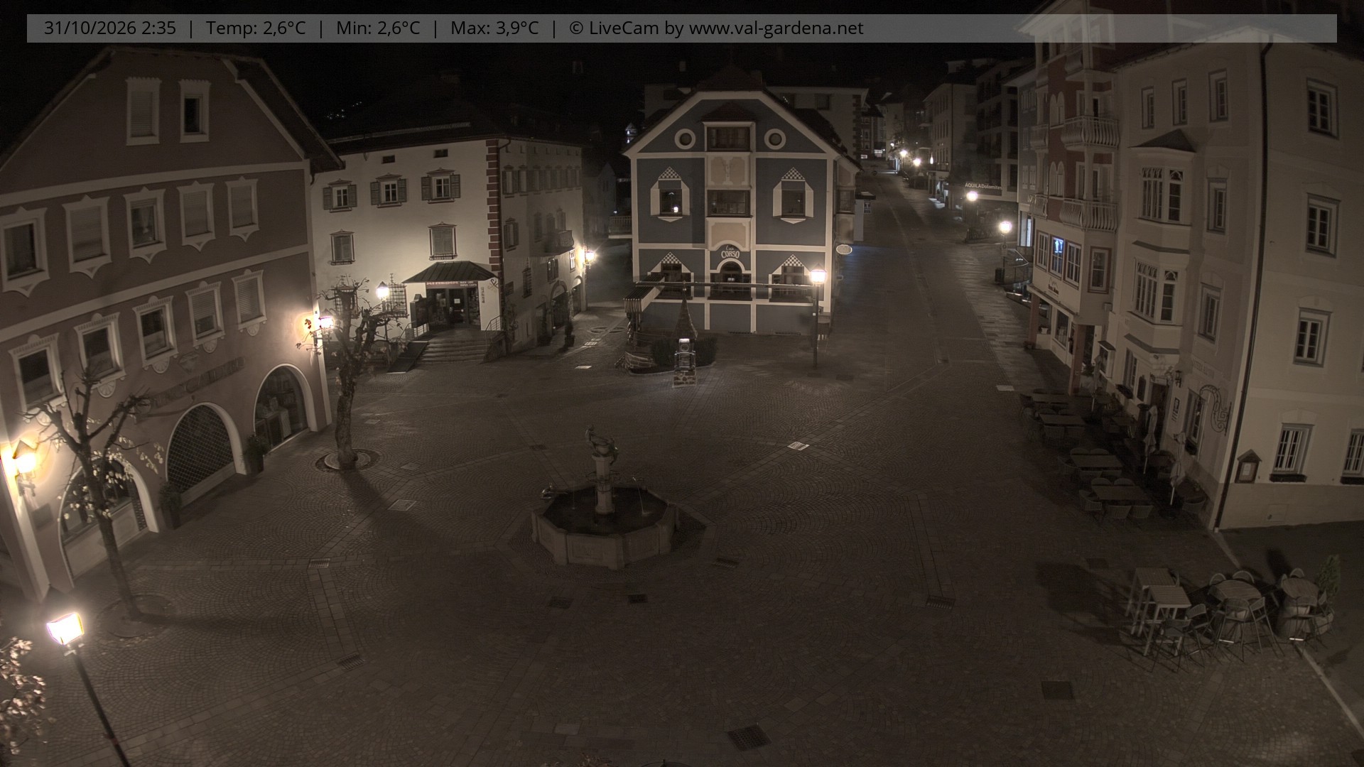 Archived image Webcam Village St. Ulrich, South Tyrol