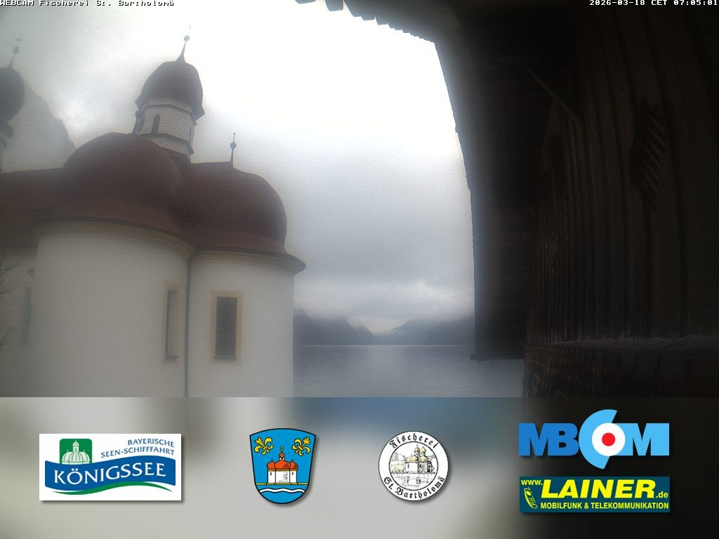 Archived image Webcam Koenigssee: St. Bartholomae