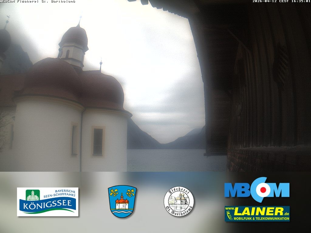 Archived image Webcam Koenigssee: St. Bartholomae