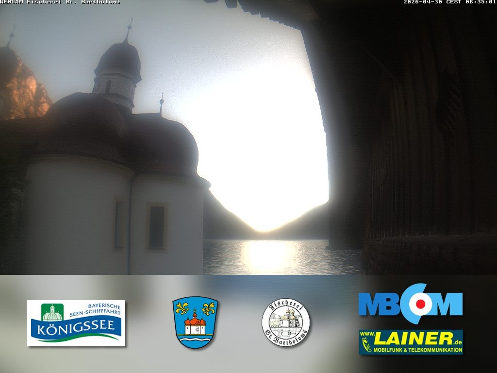 Archived image Webcam Koenigssee: St. Bartholomae