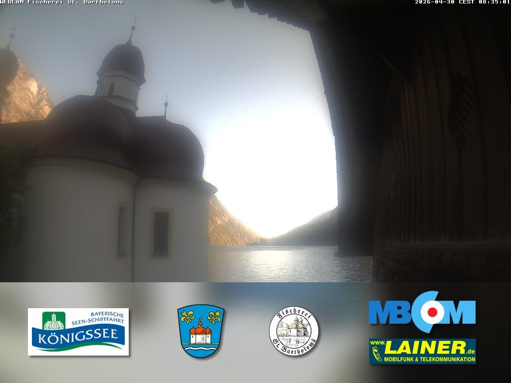 Archived image Webcam Koenigssee: St. Bartholomae