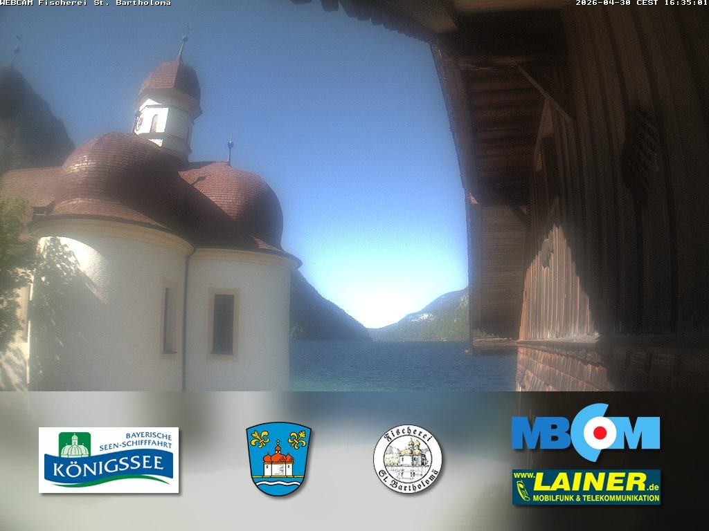 Archived image Webcam Koenigssee: St. Bartholomae
