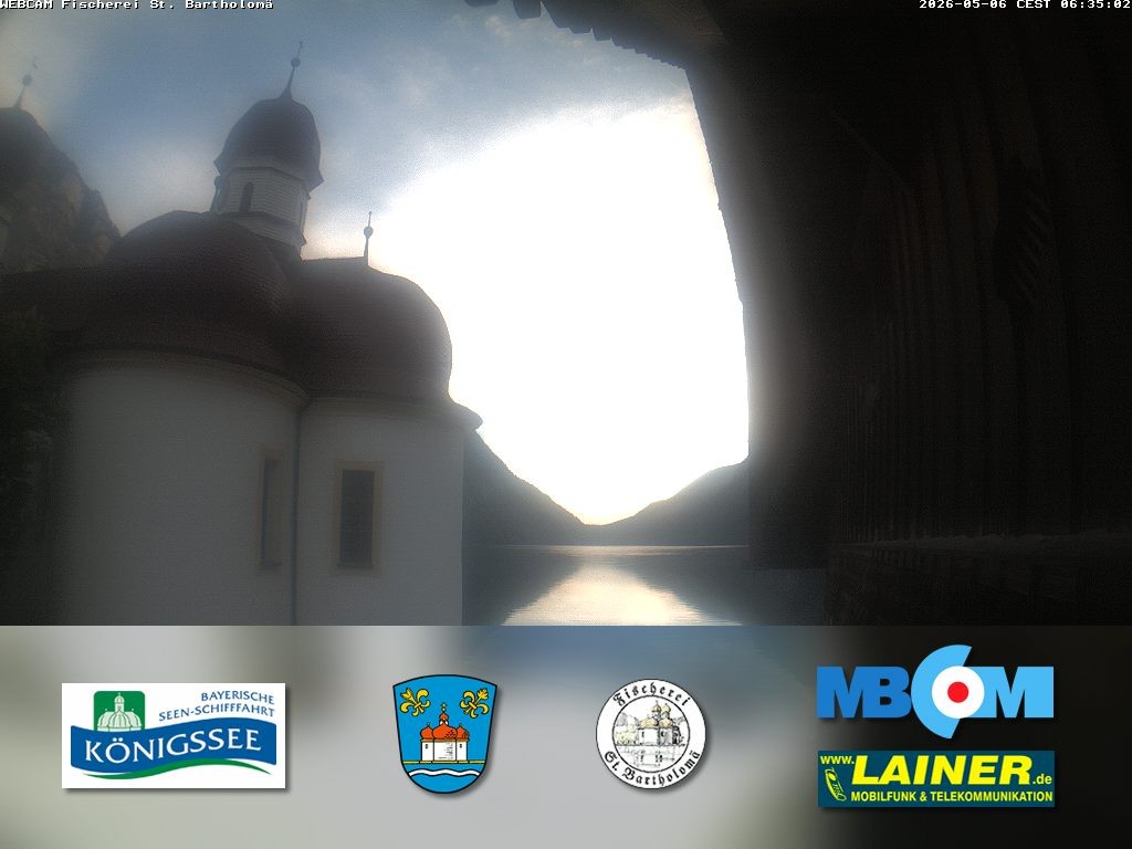 Archived image Webcam Koenigssee: St. Bartholomae