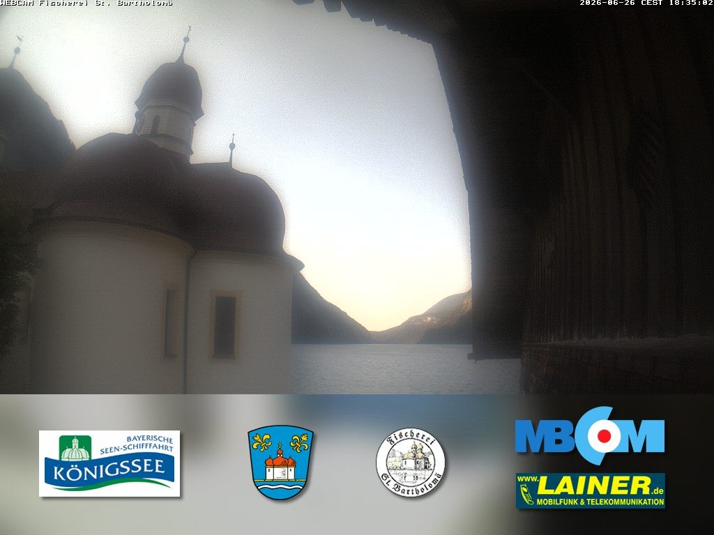 Archived image Webcam Koenigssee: St. Bartholomae