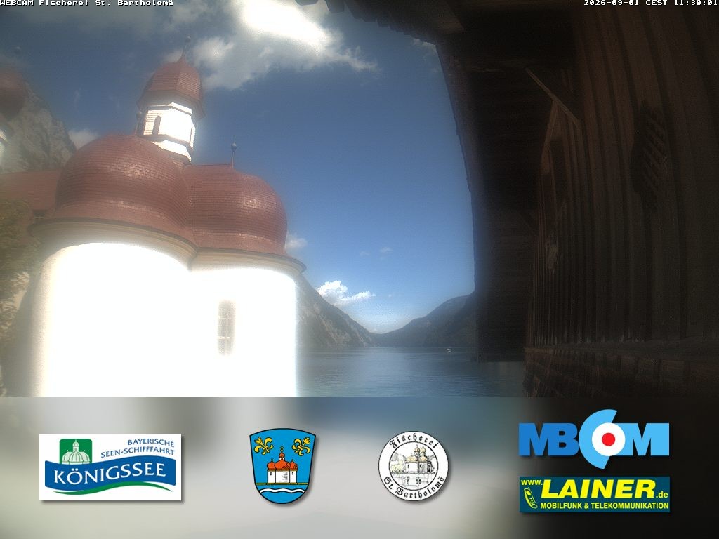 Archived image Webcam Koenigssee: St. Bartholomae
