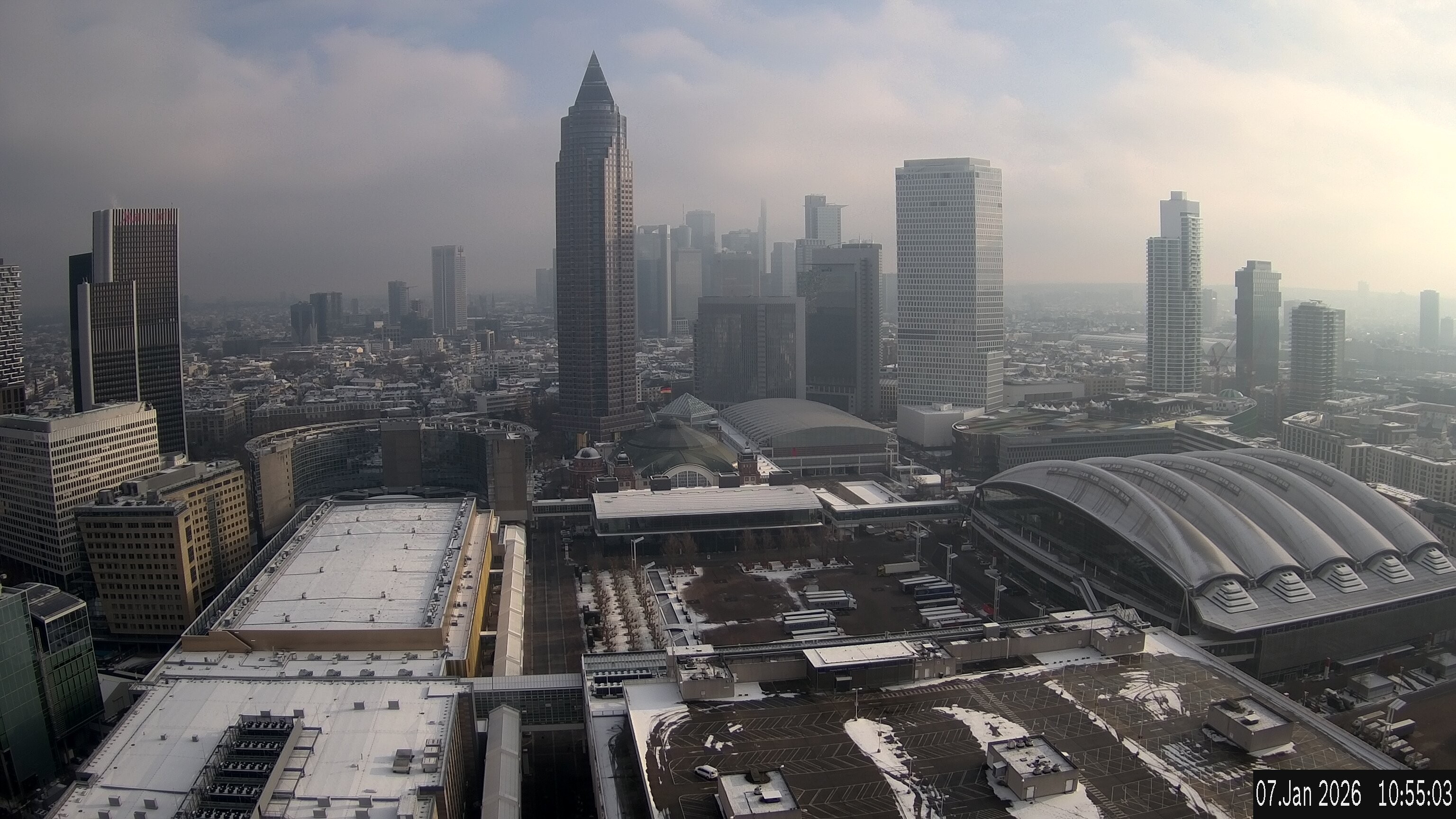 Archiv Foto Webcam Blick von Frankfurter Messe auf die Skyline
