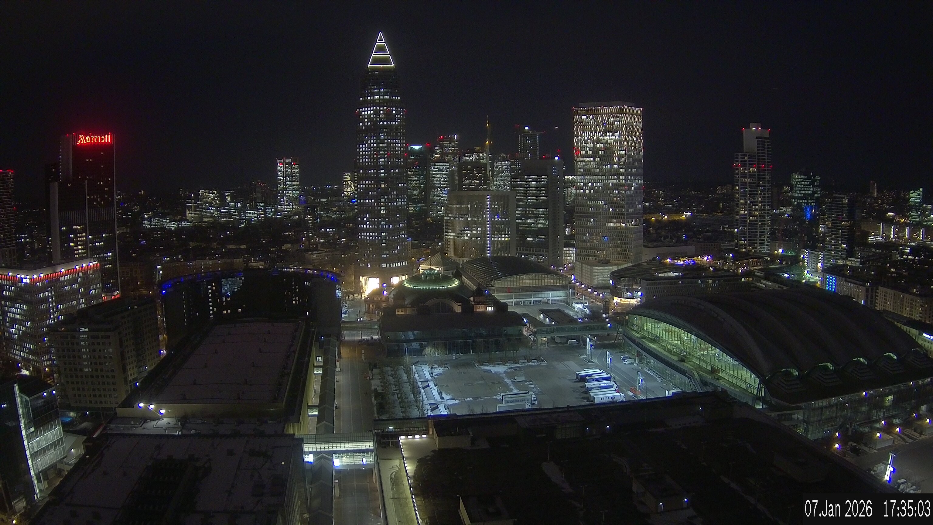 Archiv Foto Webcam Blick von Frankfurter Messe auf die Skyline