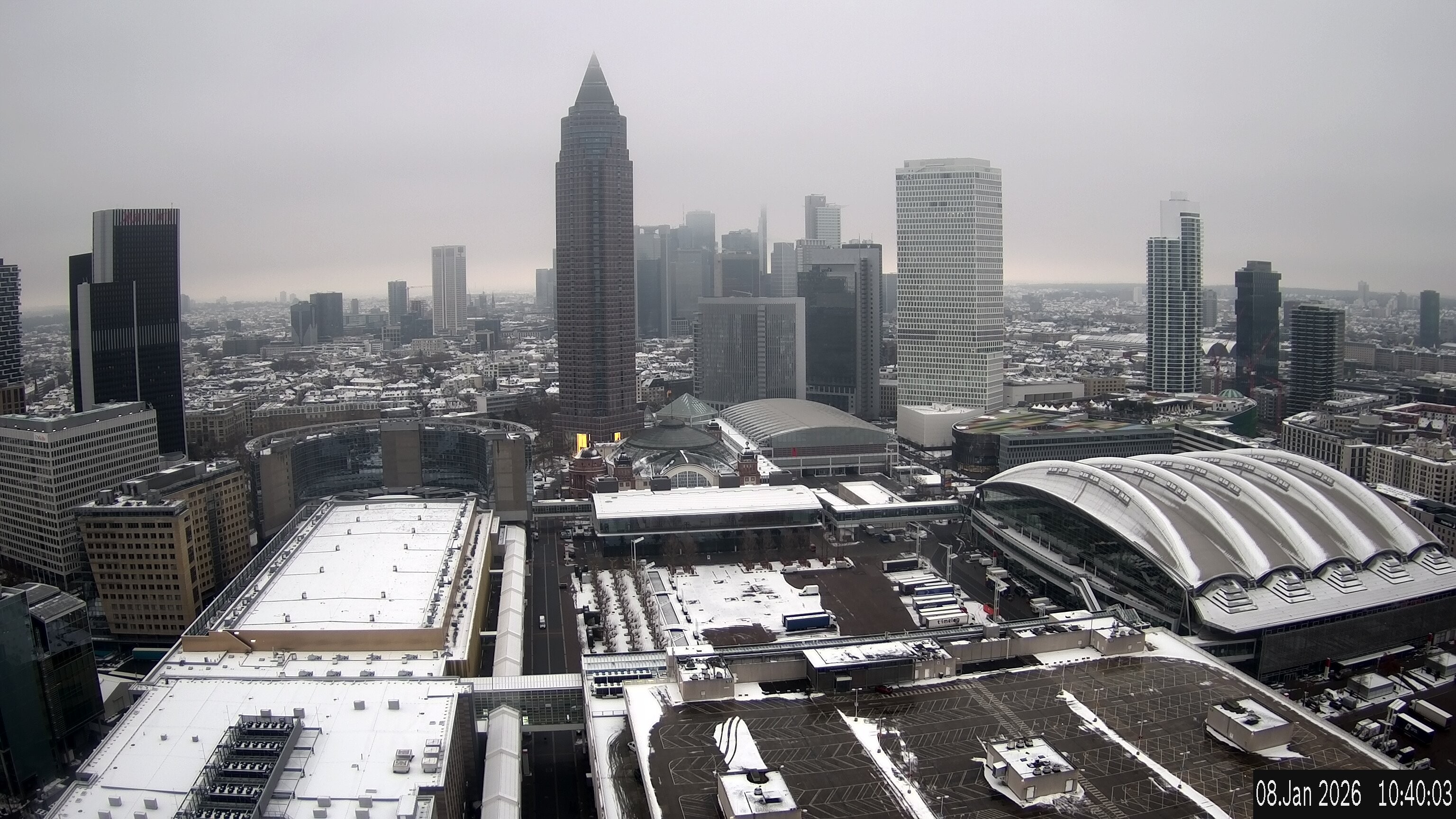Archiv Foto Webcam Blick von Frankfurter Messe auf die Skyline