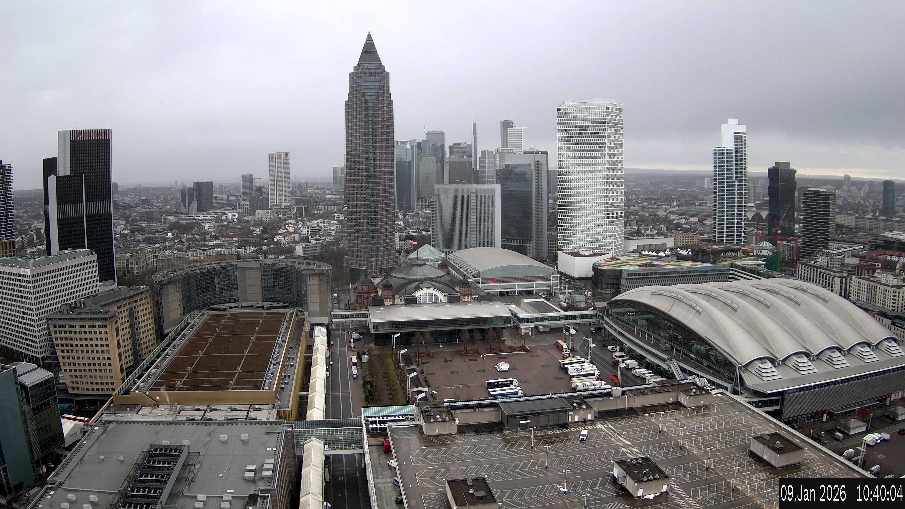 Archiv Foto Webcam Blick von Frankfurter Messe auf die Skyline