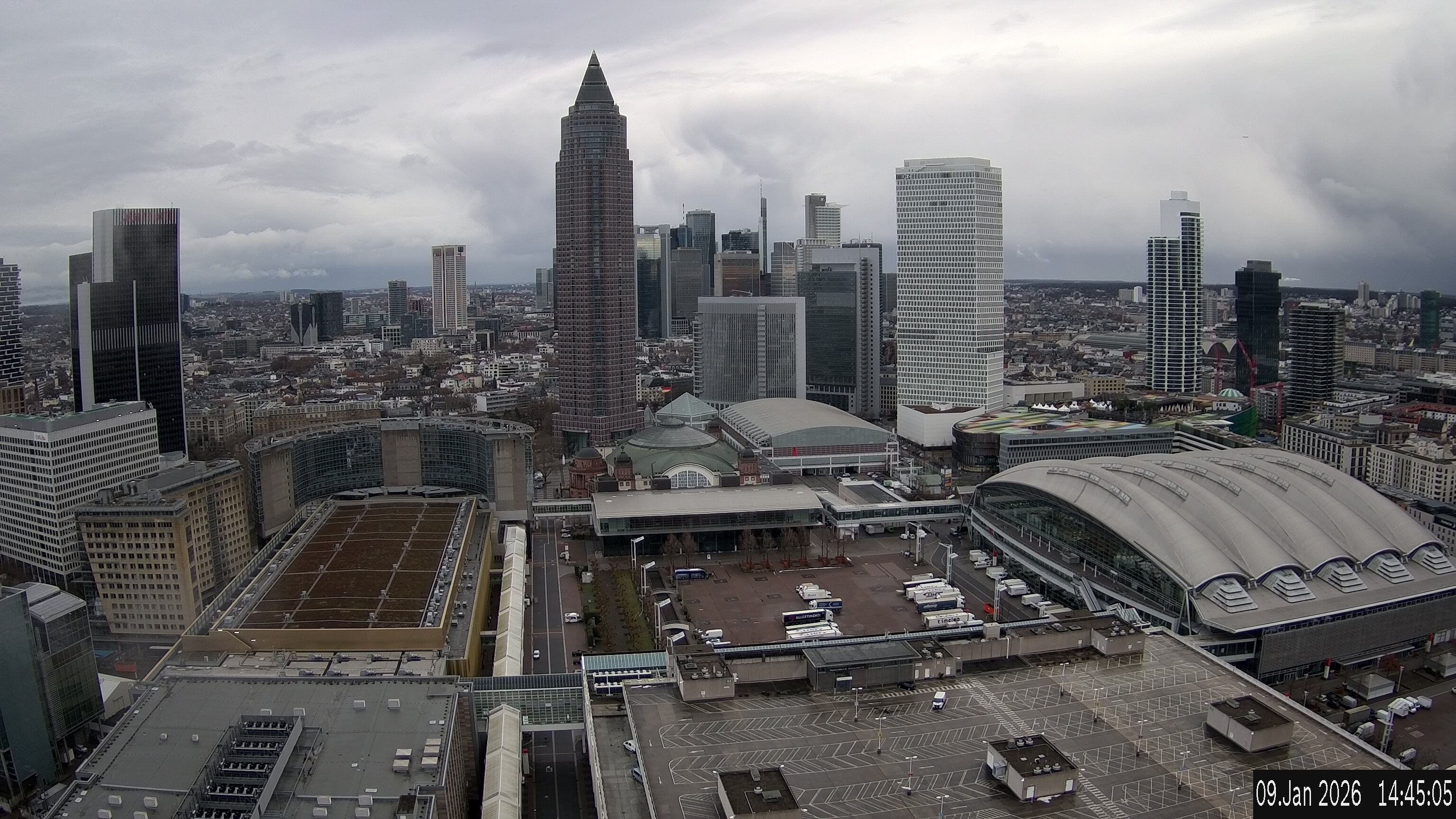 Archiv Foto Webcam Blick von Frankfurter Messe auf die Skyline