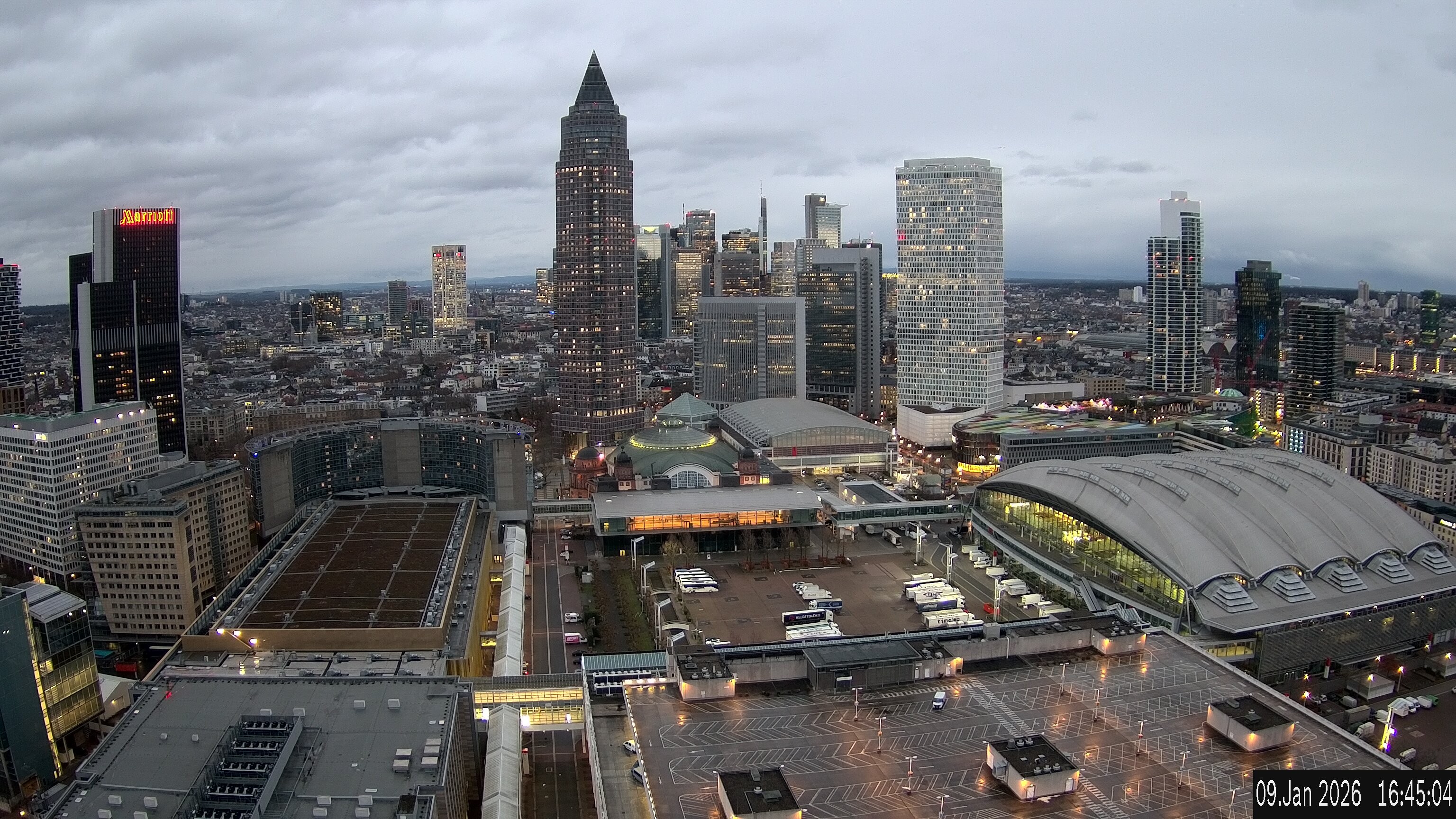 Archiv Foto Webcam Blick von Frankfurter Messe auf die Skyline