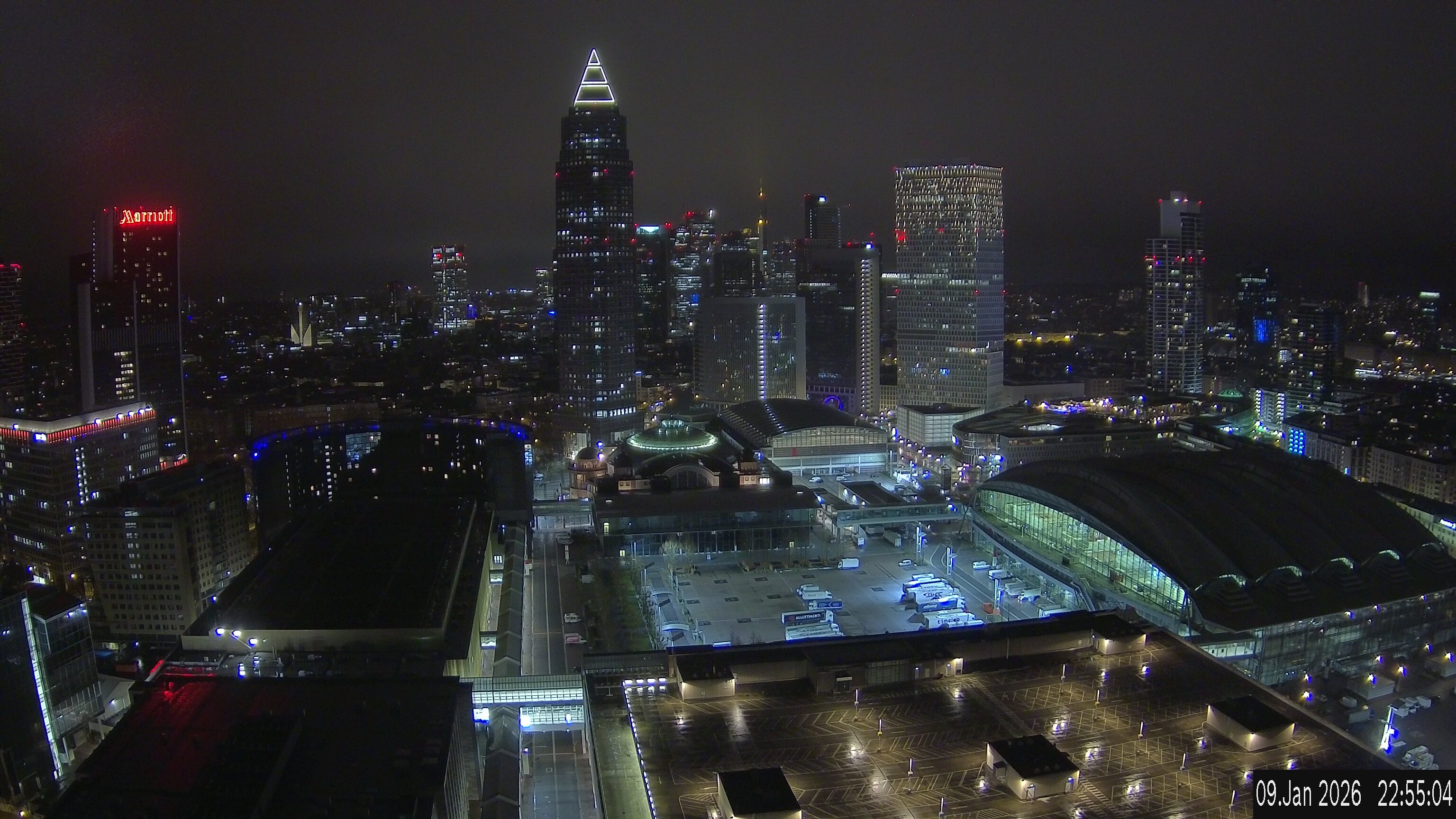 Archiv Foto Webcam Blick von Frankfurter Messe auf die Skyline