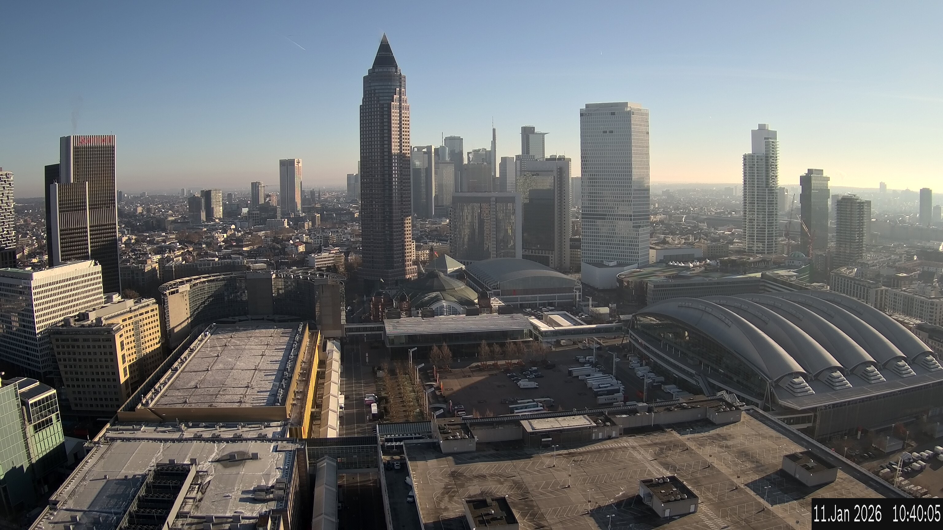 Archiv Foto Webcam Blick von Frankfurter Messe auf die Skyline