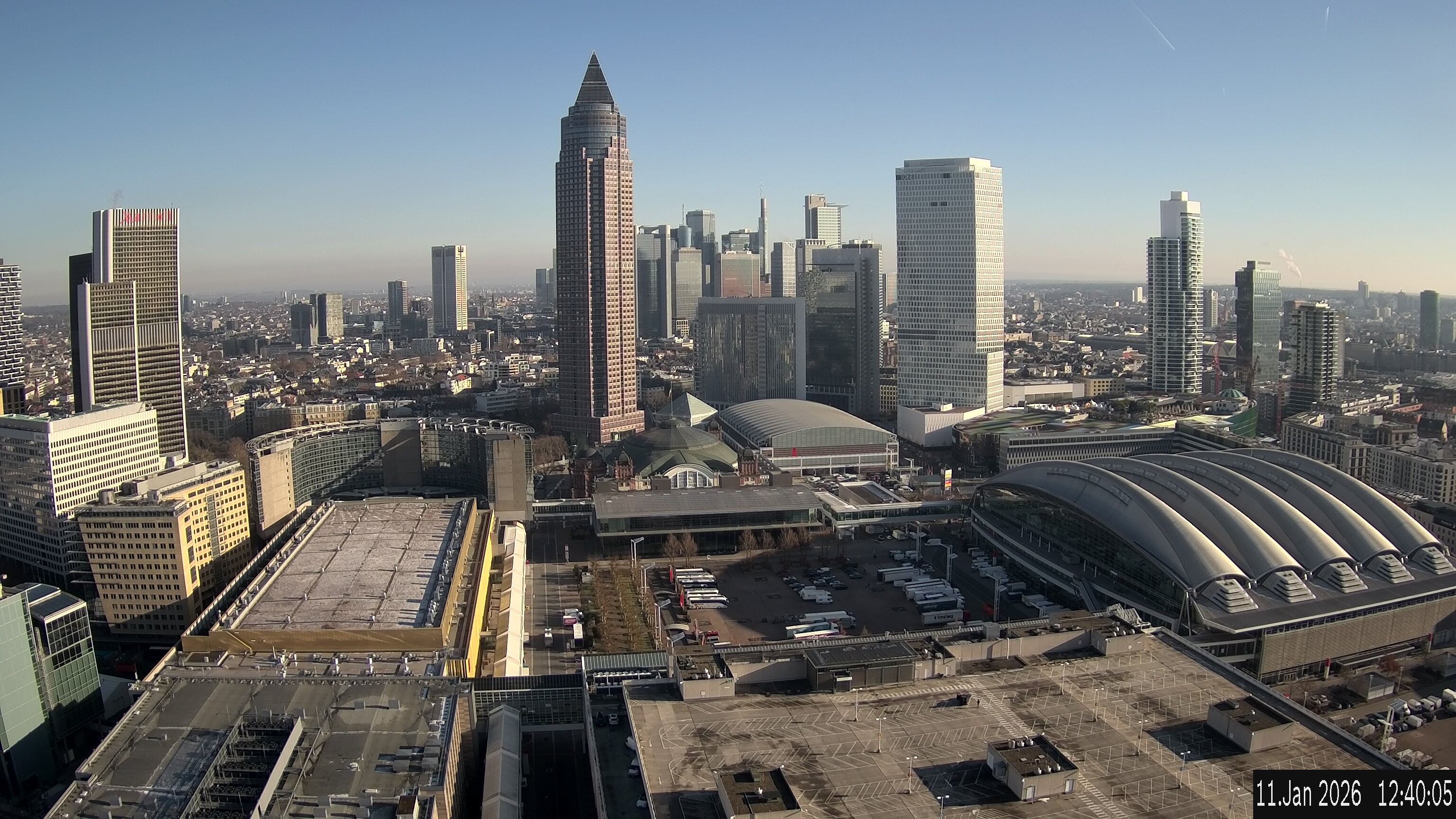 Archiv Foto Webcam Blick von Frankfurter Messe auf die Skyline