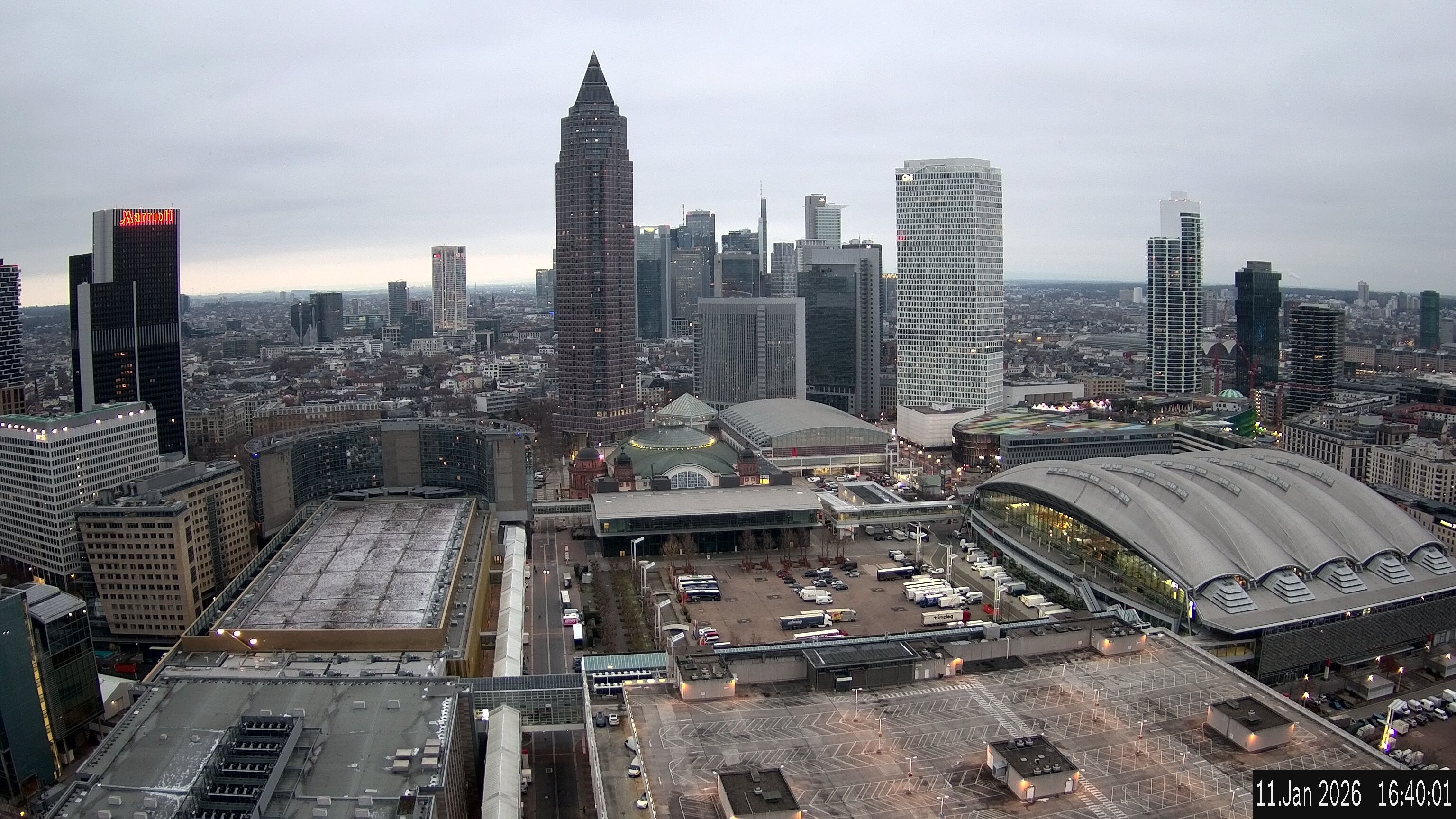 Archiv Foto Webcam Blick von Frankfurter Messe auf die Skyline