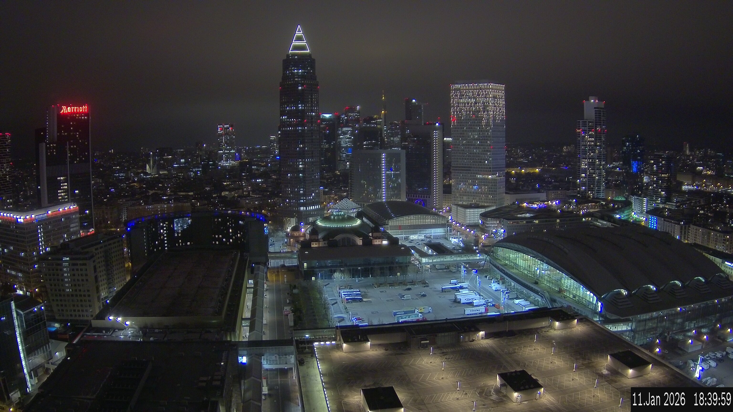 Archiv Foto Webcam Blick von Frankfurter Messe auf die Skyline