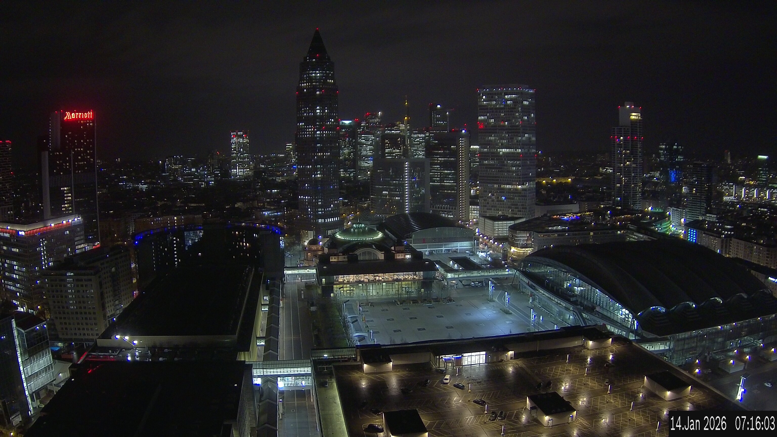 Archiv Foto Webcam Blick von Frankfurter Messe auf die Skyline