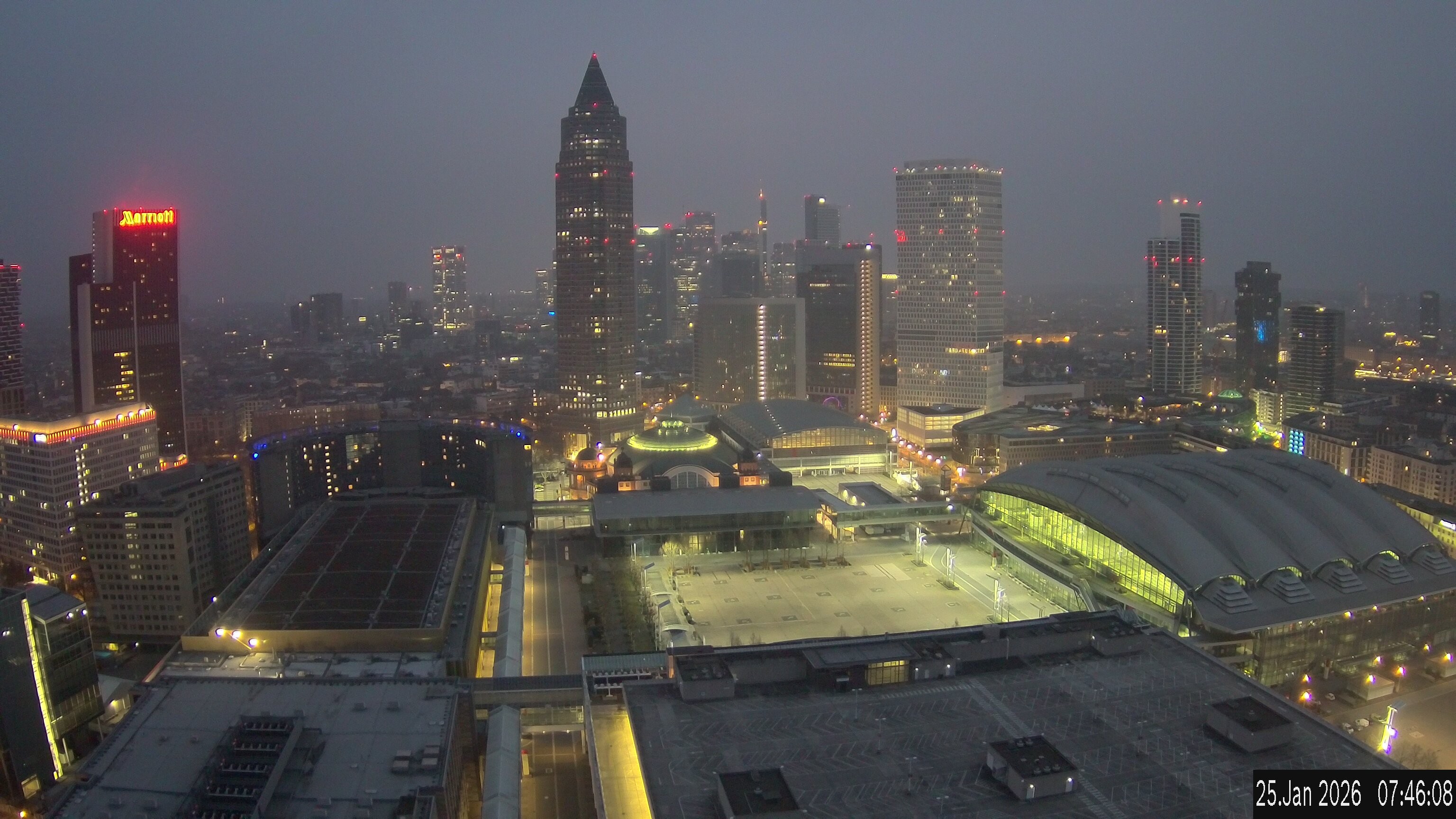 Archiv Foto Webcam Blick von Frankfurter Messe auf die Skyline