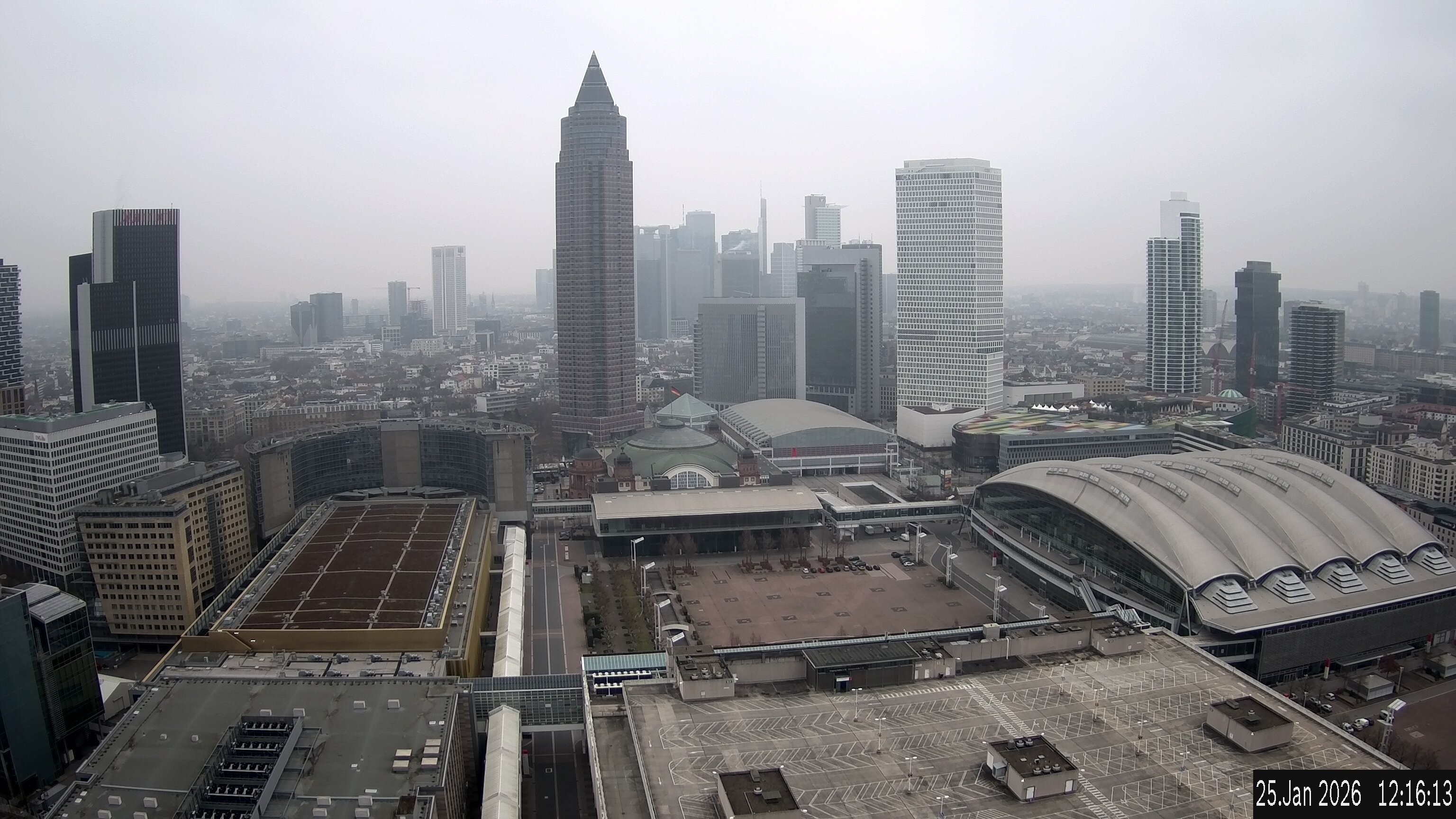 Archiv Foto Webcam Blick von Frankfurter Messe auf die Skyline