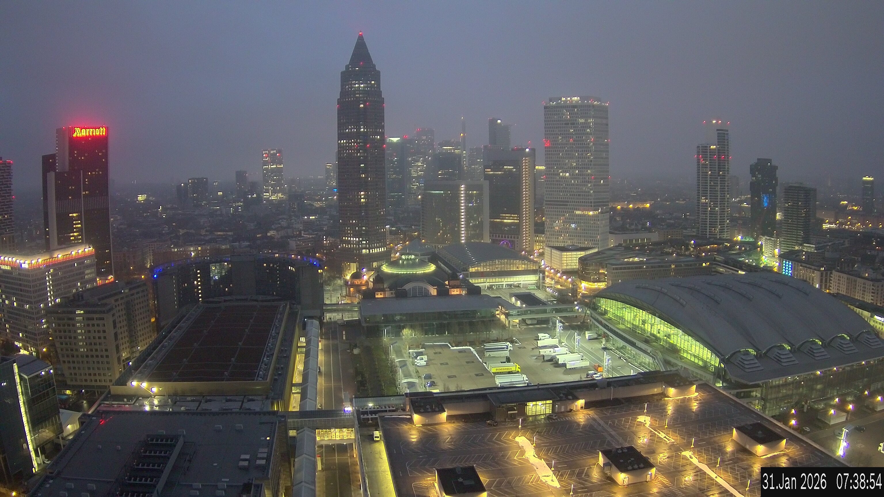 Archiv Foto Webcam Blick von Frankfurter Messe auf die Skyline