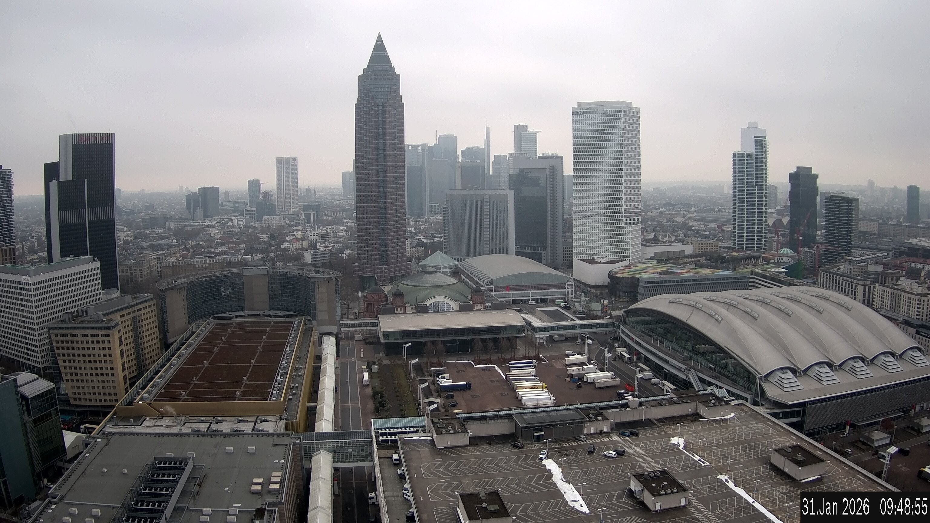 Archiv Foto Webcam Blick von Frankfurter Messe auf die Skyline