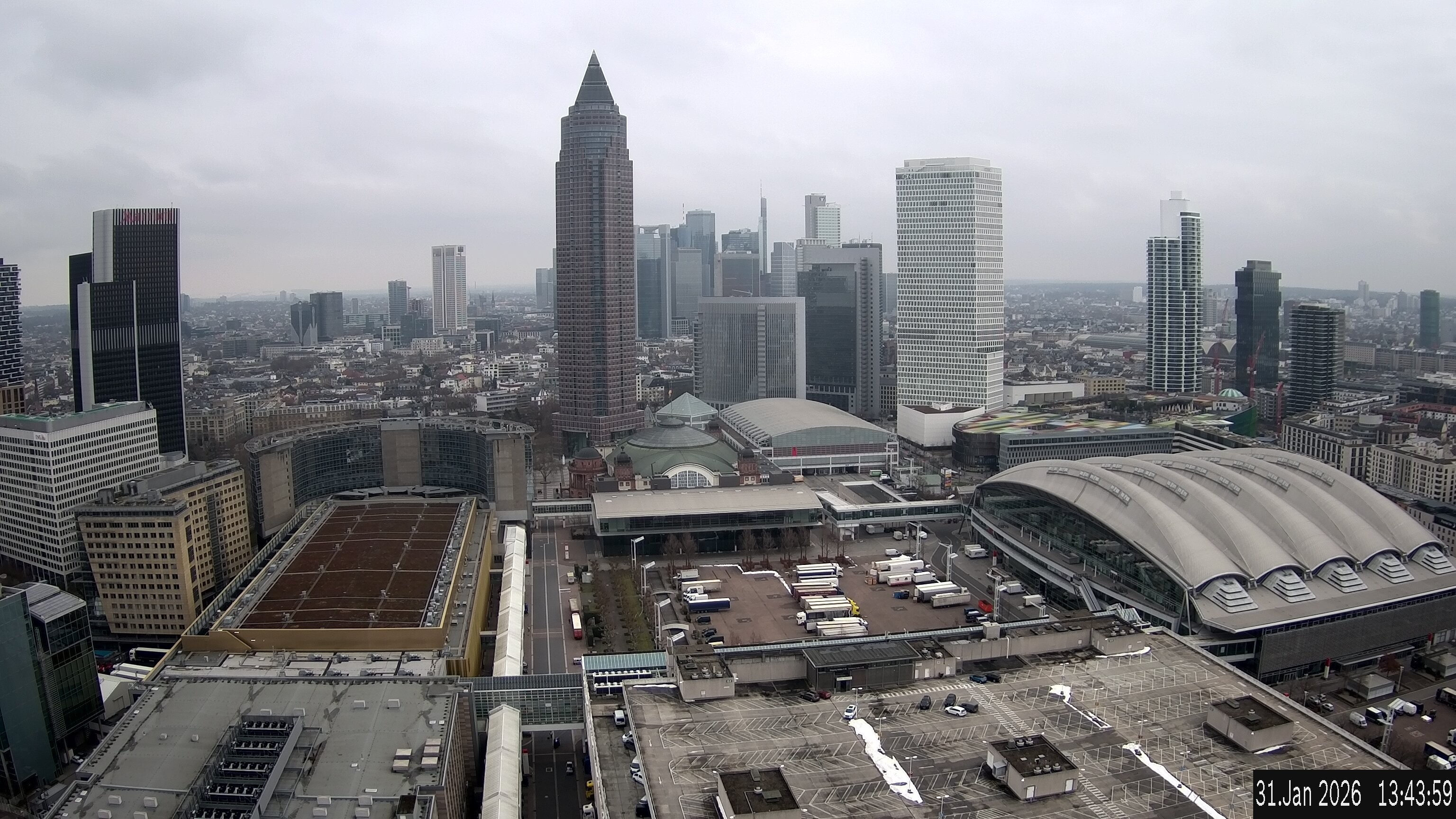 Archiv Foto Webcam Blick von Frankfurter Messe auf die Skyline