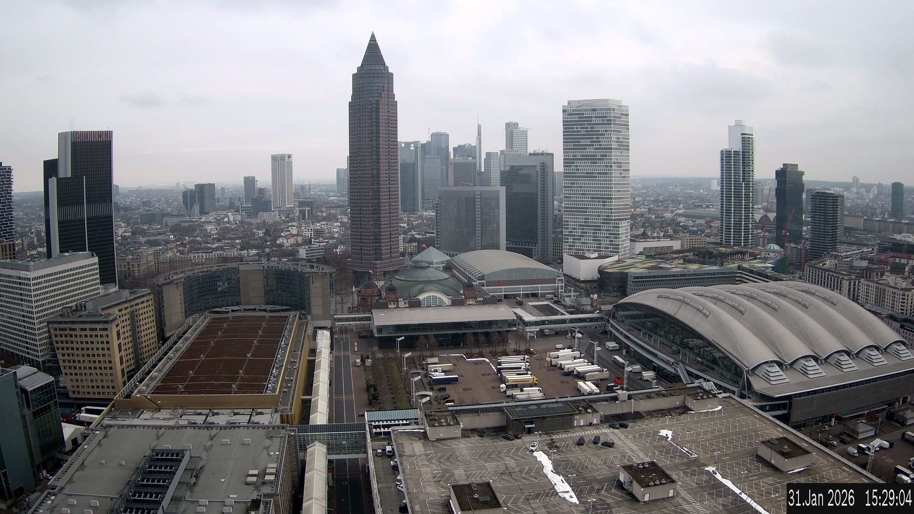 Archiv Foto Webcam Blick von Frankfurter Messe auf die Skyline