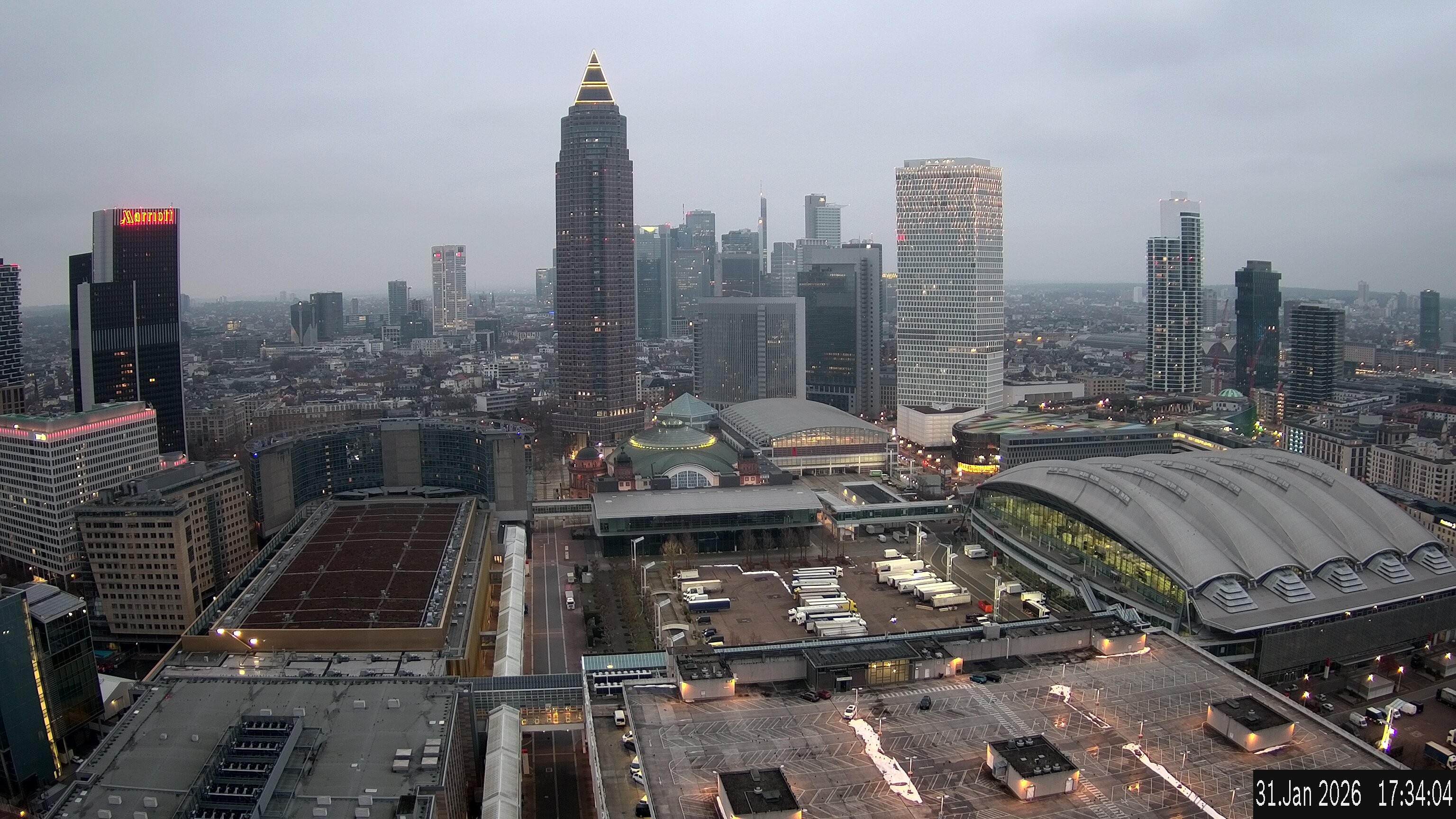 Archiv Foto Webcam Blick von Frankfurter Messe auf die Skyline