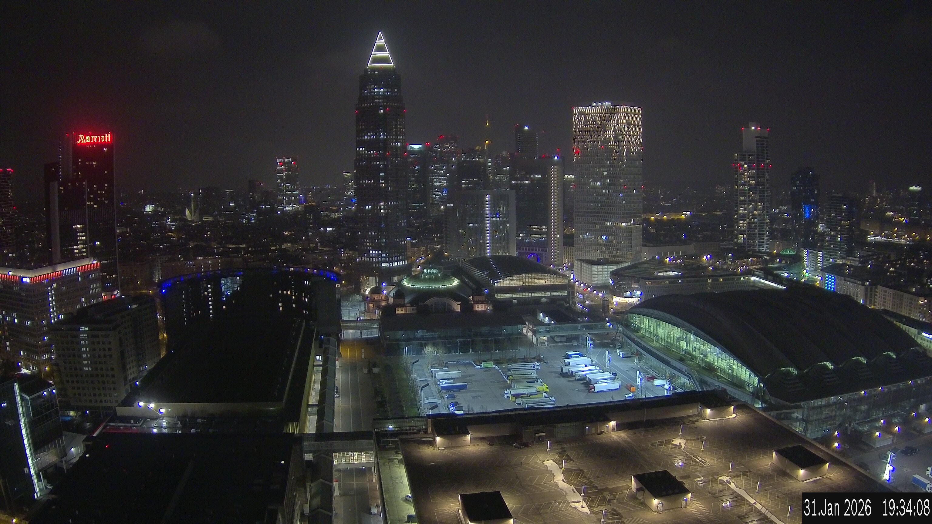 Archiv Foto Webcam Blick von Frankfurter Messe auf die Skyline