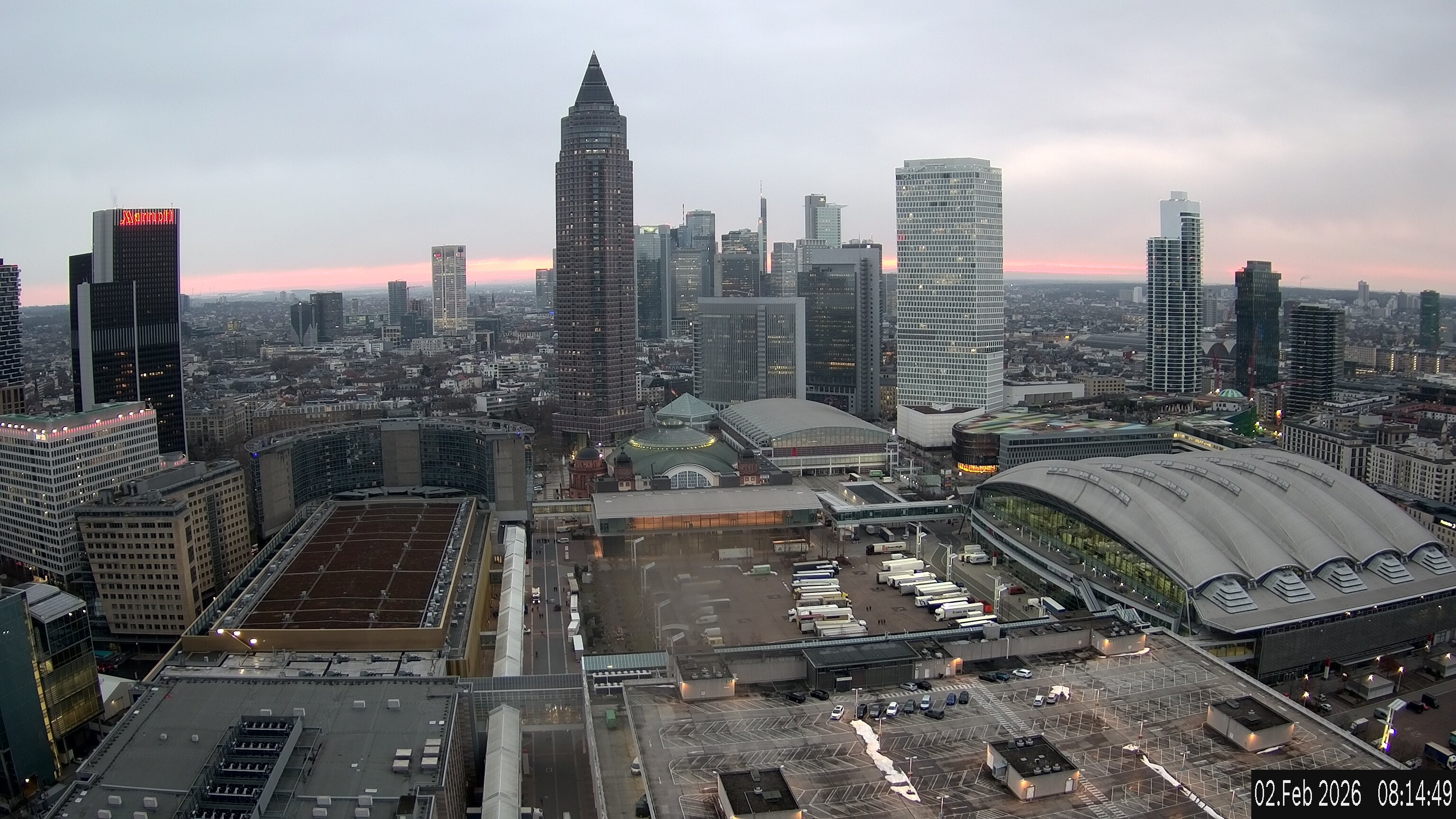 Archiv Foto Webcam Blick von Frankfurter Messe auf die Skyline