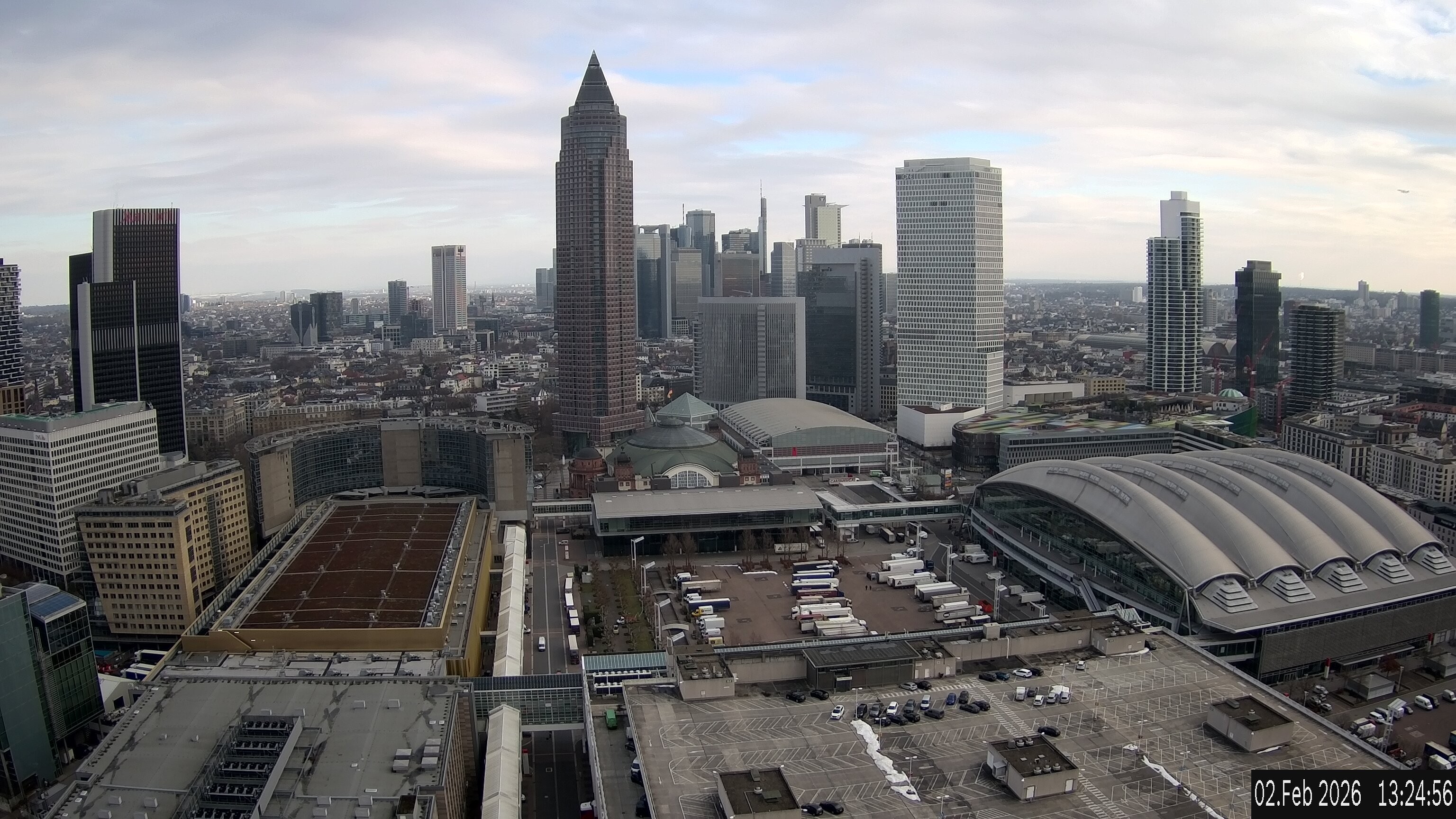 Archiv Foto Webcam Blick von Frankfurter Messe auf die Skyline